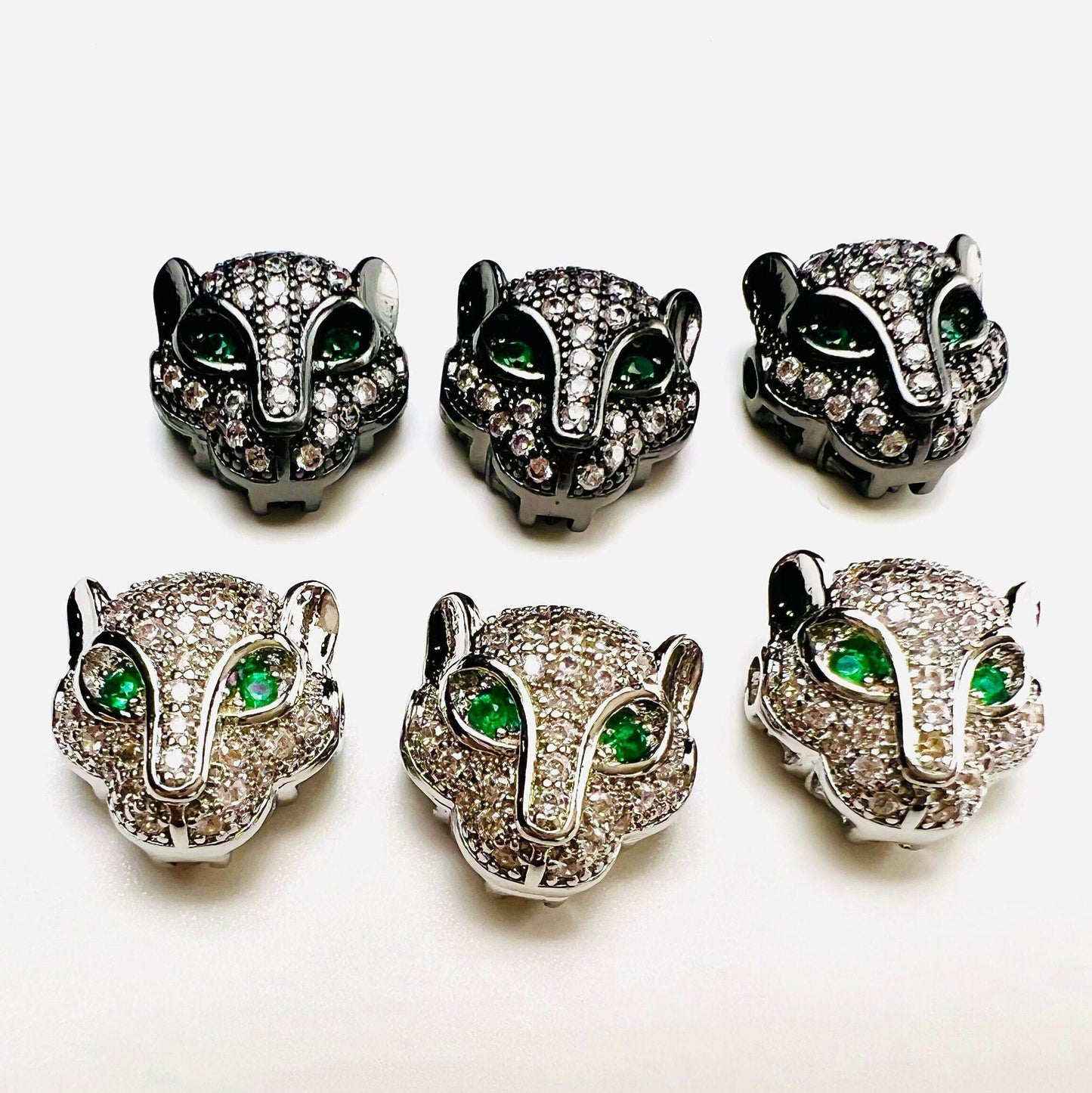 CZ Leopard micro pave diamond style spacer Bead high quality 11x11 mm cubic Zirconia leopard emerald eye for jewelry making charm bead