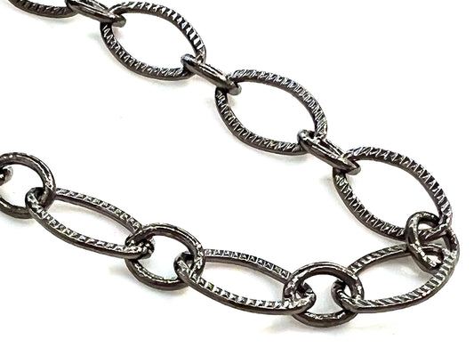 3 feet gunmetal black chain for jewelry making supplies, oval link texture chain,sell by 1 yard, 36&quot;