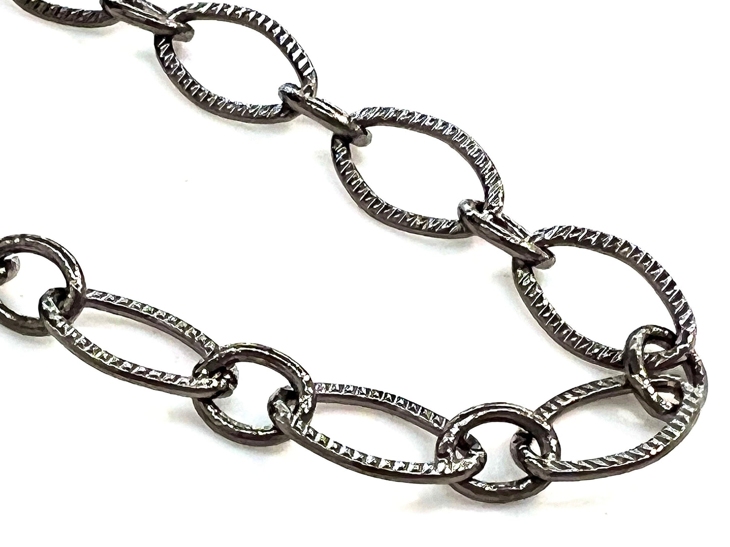 3 feet gunmetal black chain for jewelry making supplies, oval link texture chain,sell by 1 yard, 36"