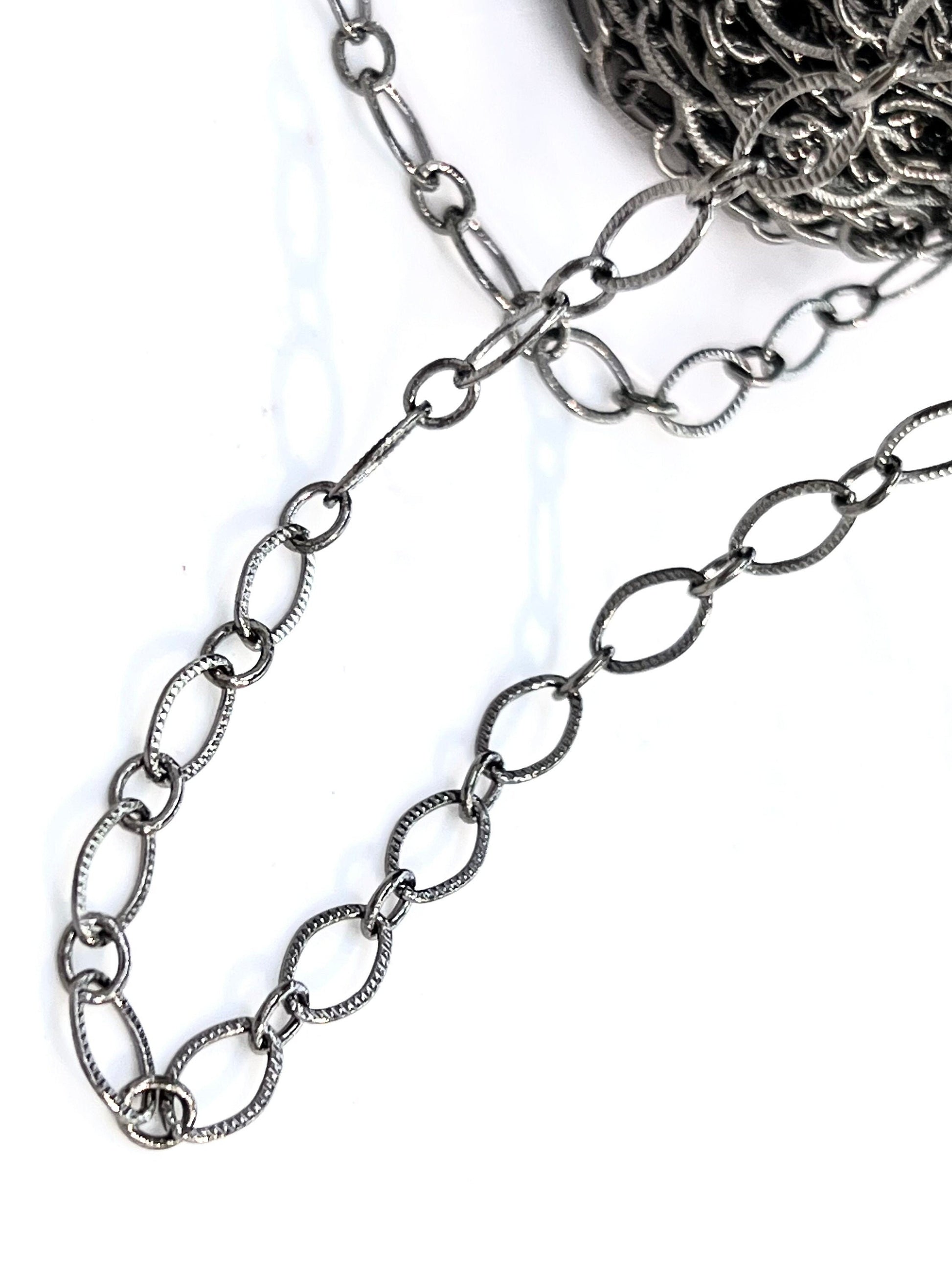 3 feet gunmetal black chain for jewelry making supplies, oval link texture chain,sell by 1 yard, 36&quot;