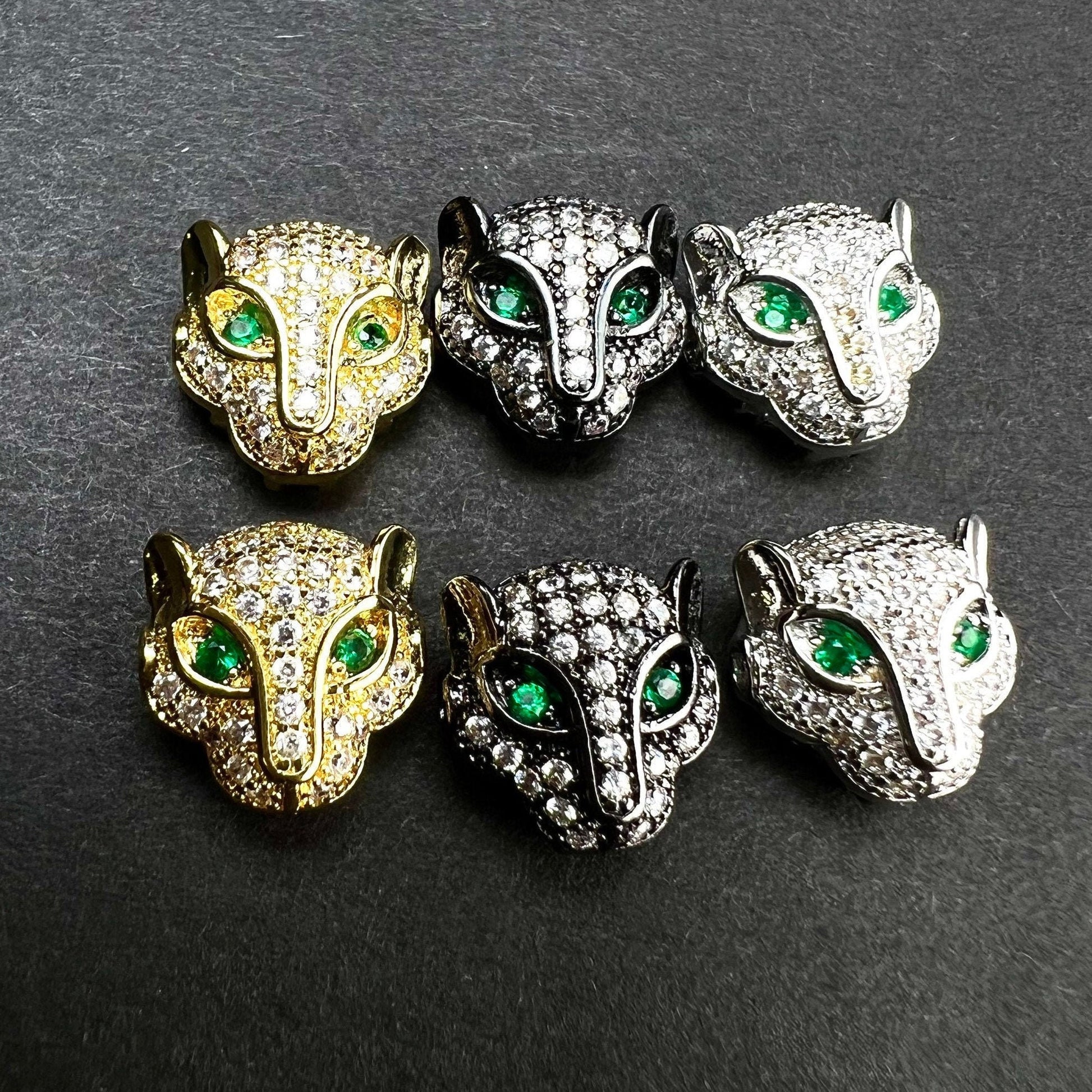 CZ Leopard micro pave diamond style spacer Bead high quality 11x11 mm cubic Zirconia leopard emerald eye for jewelry making charm bead