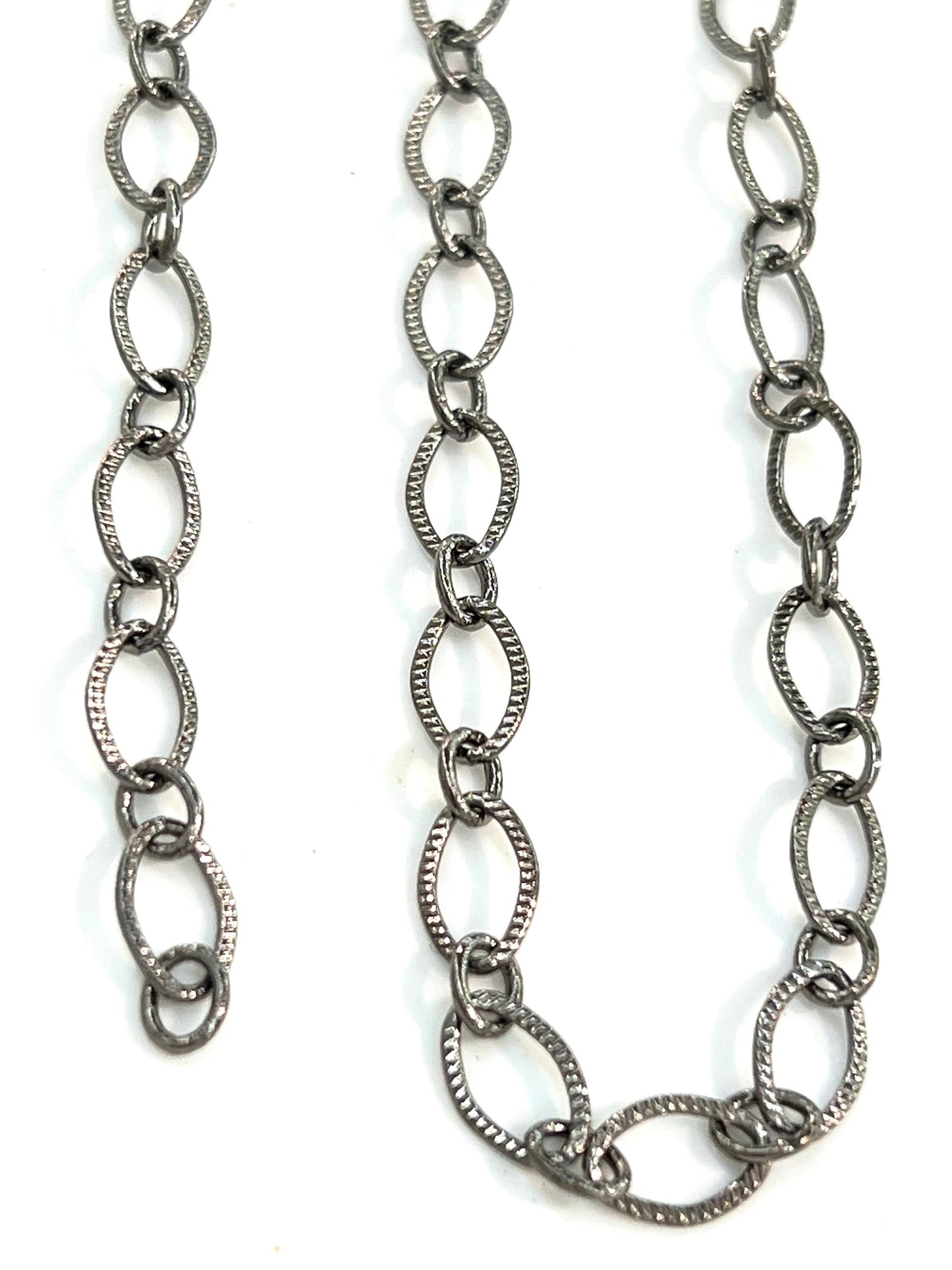 3 feet gunmetal black chain for jewelry making supplies, oval link texture chain,sell by 1 yard, 36"