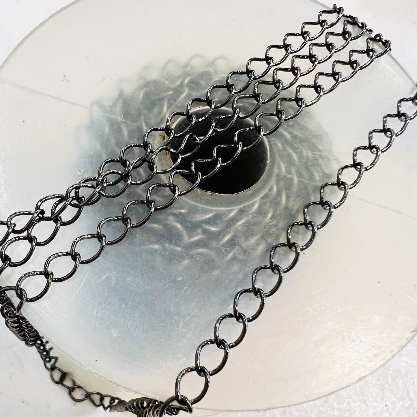 3 feet gunmetal black oxidized chain ,great for extender, jewelry making supplies, wavy cable chain,sell by 1 yard, 36"