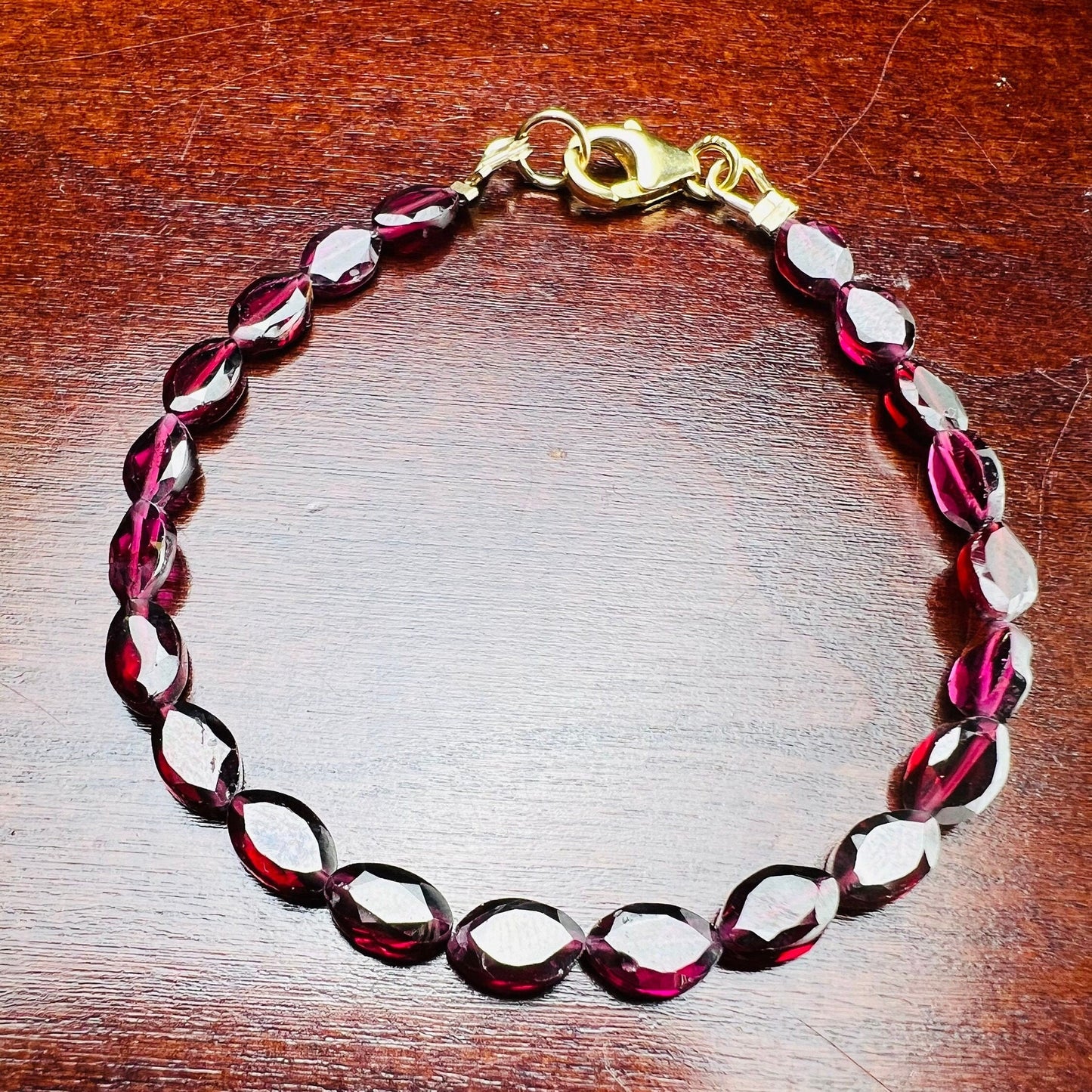 Mozambique Garnet Faceted long oval 4.5x6-6.6mm beaded Bracelet in 14k Gold Filled, or 925 Sterling Silver lobster Clasp and findings,