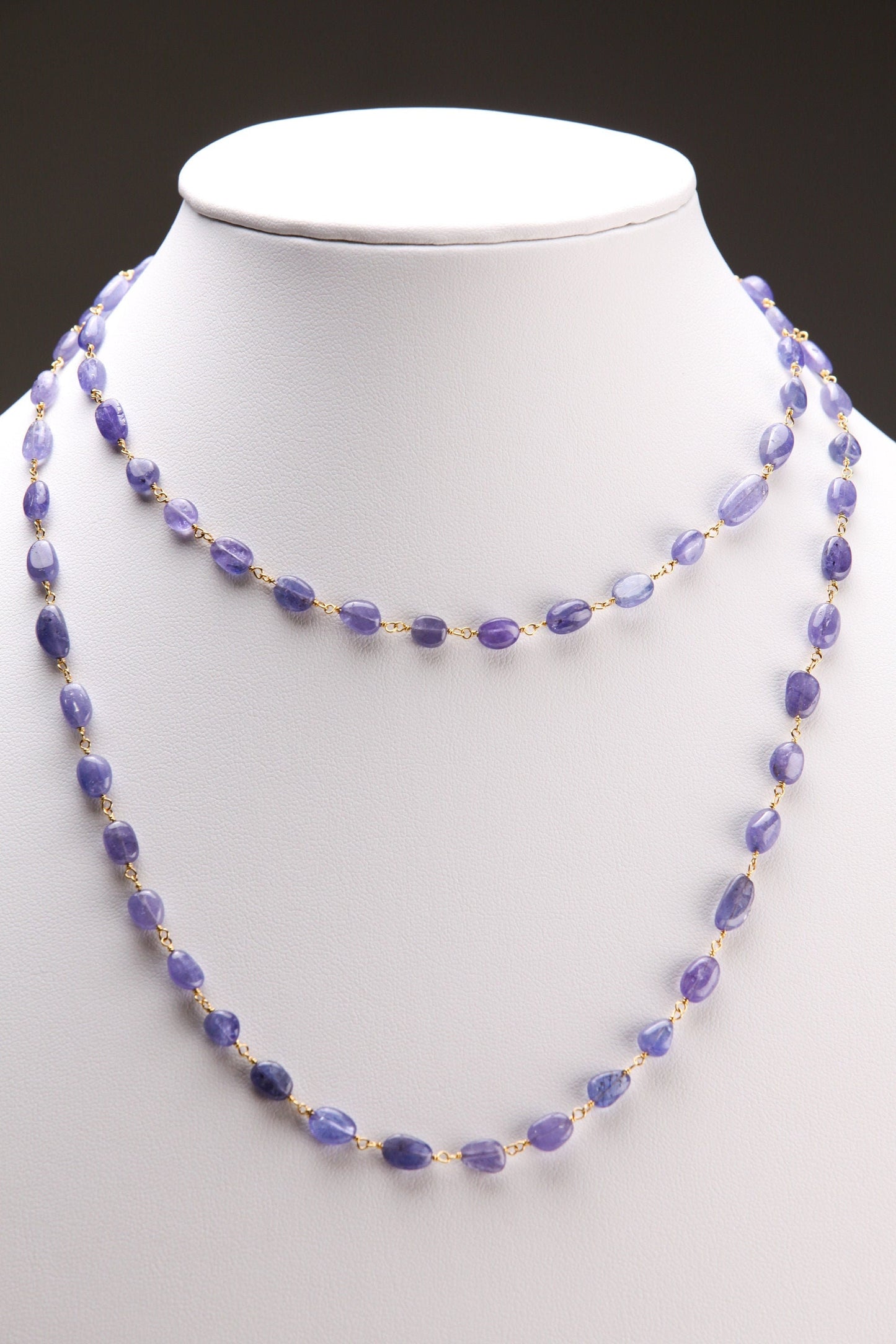 Natural Tanzanite 7-8.5mm oval smooth 18k gold vermeil Wire Wrapped handmade Necklace, gold filled clasp choker layering Elegant gift