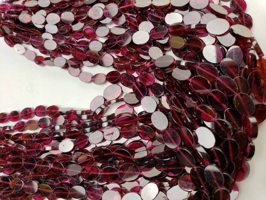 Mozambique Garnet flat Oval 8-9mm beads 14” full strand . Single or bulk close out price