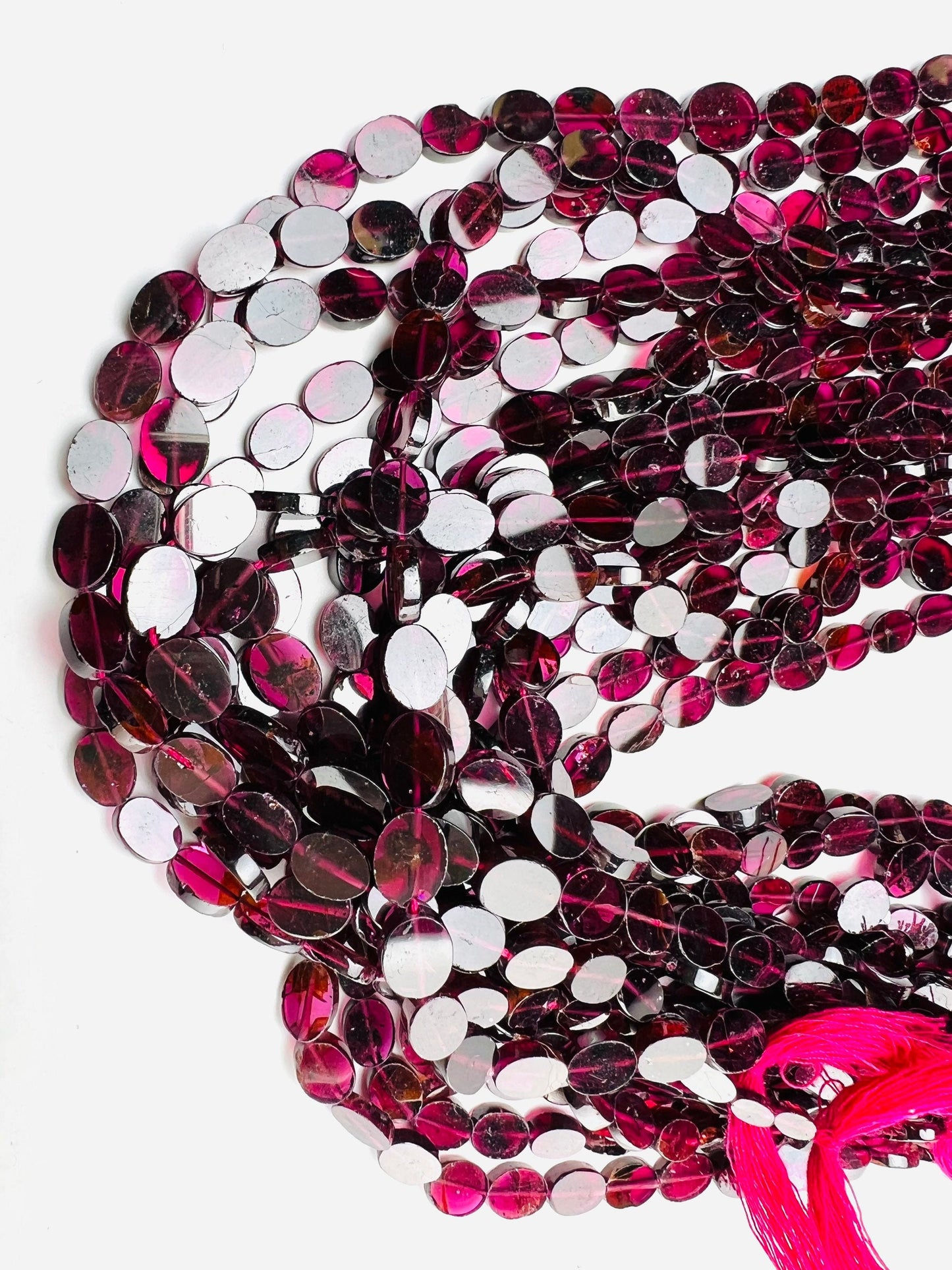 Mozambique Garnet flat Oval 8-9mm beads 14” full strand . Single or bulk close out price