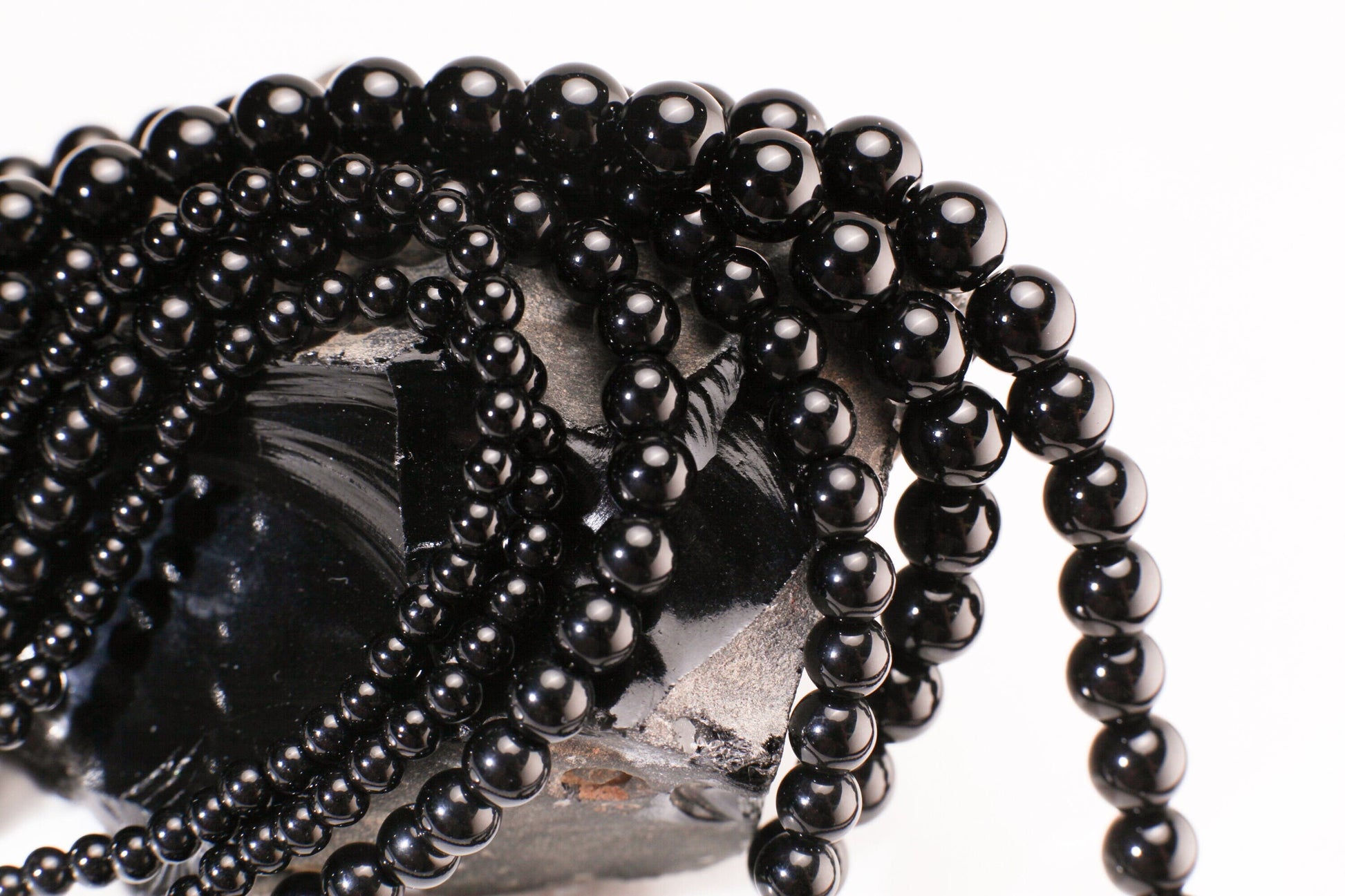 Black Onyx 4.6.8mm smooth Round AAA quality beaded handmade Necklace. Elegant gift choker layering Chakra strength natural gem