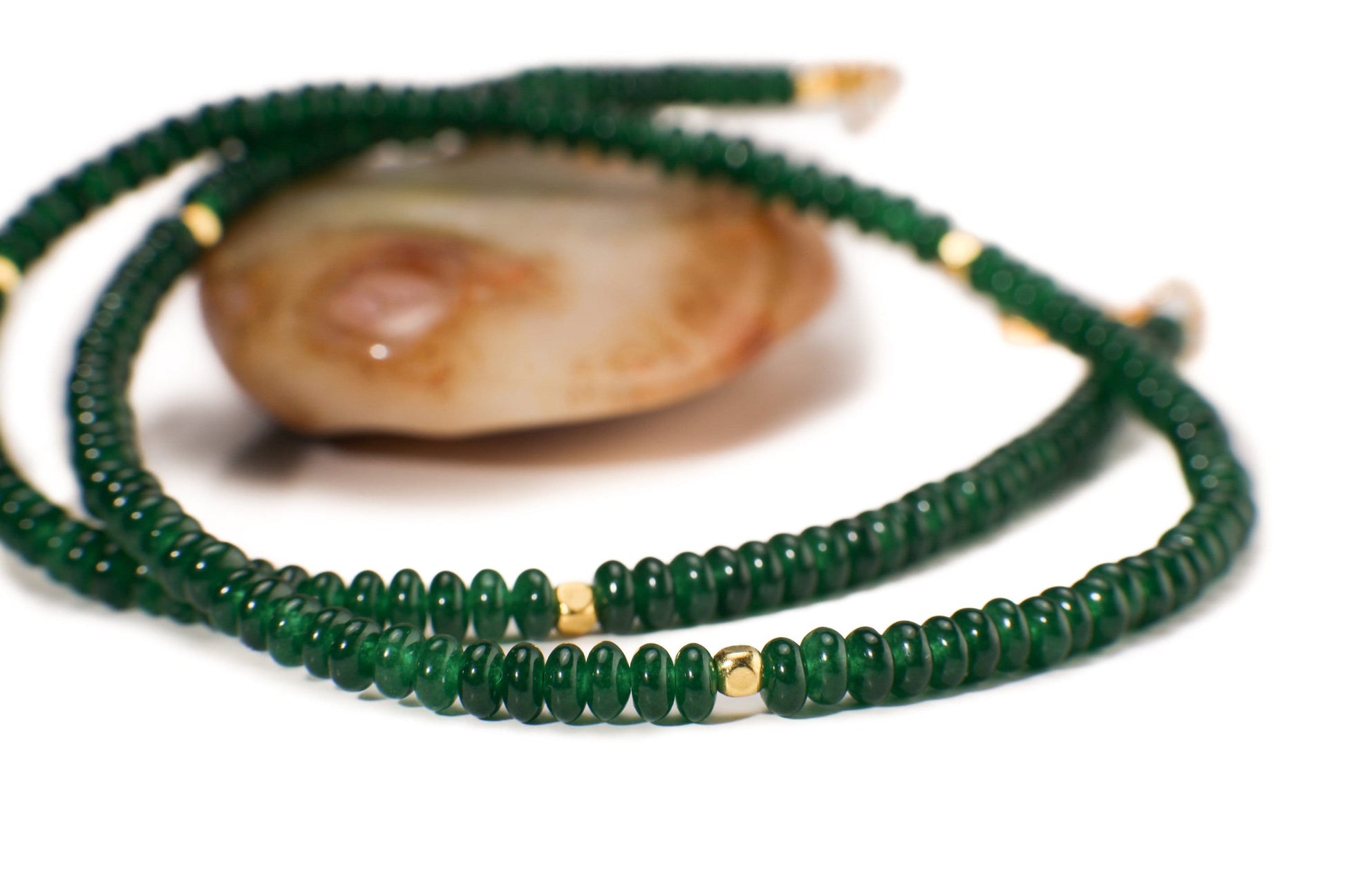 Natural Green jade, dark green 4mm smooth saucer roundel beaded choker, gold spacer layering necklace, Chakra energy gift