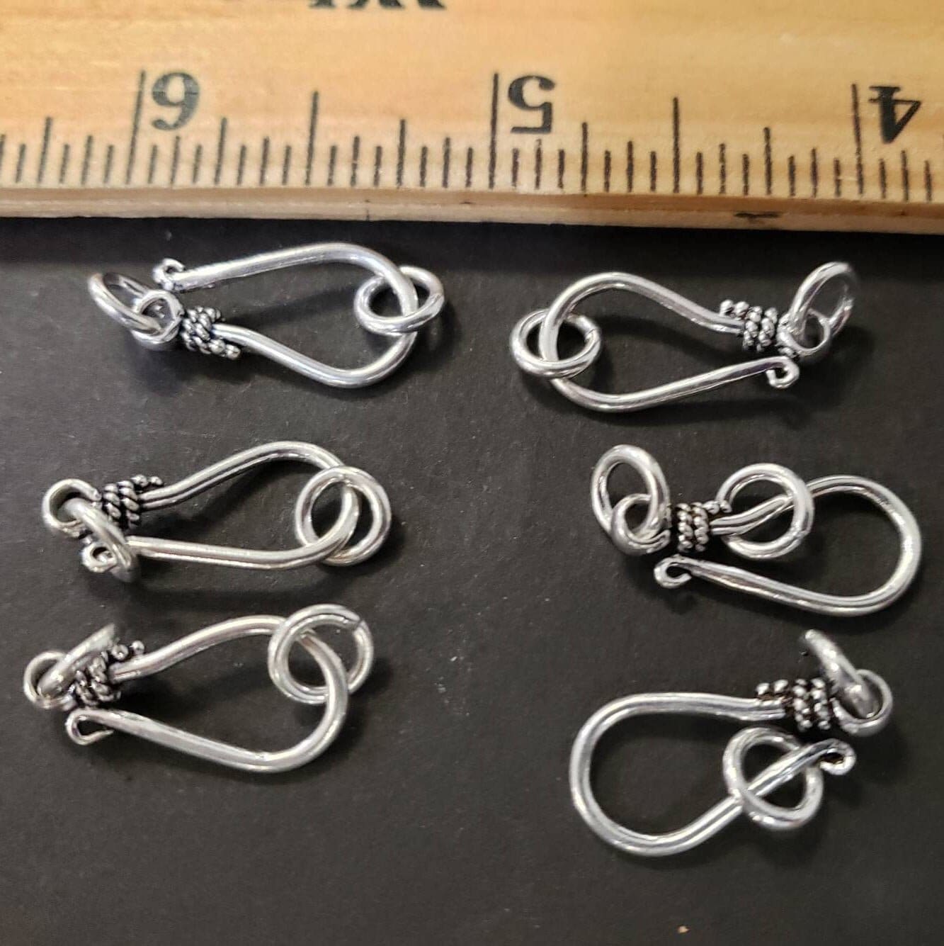 925 Sterling Silver Bali Hook clasp. 20mm long hook , plus include 2 side Jump ring, handmade, vintage jewelry making clasp 1 set or bulk