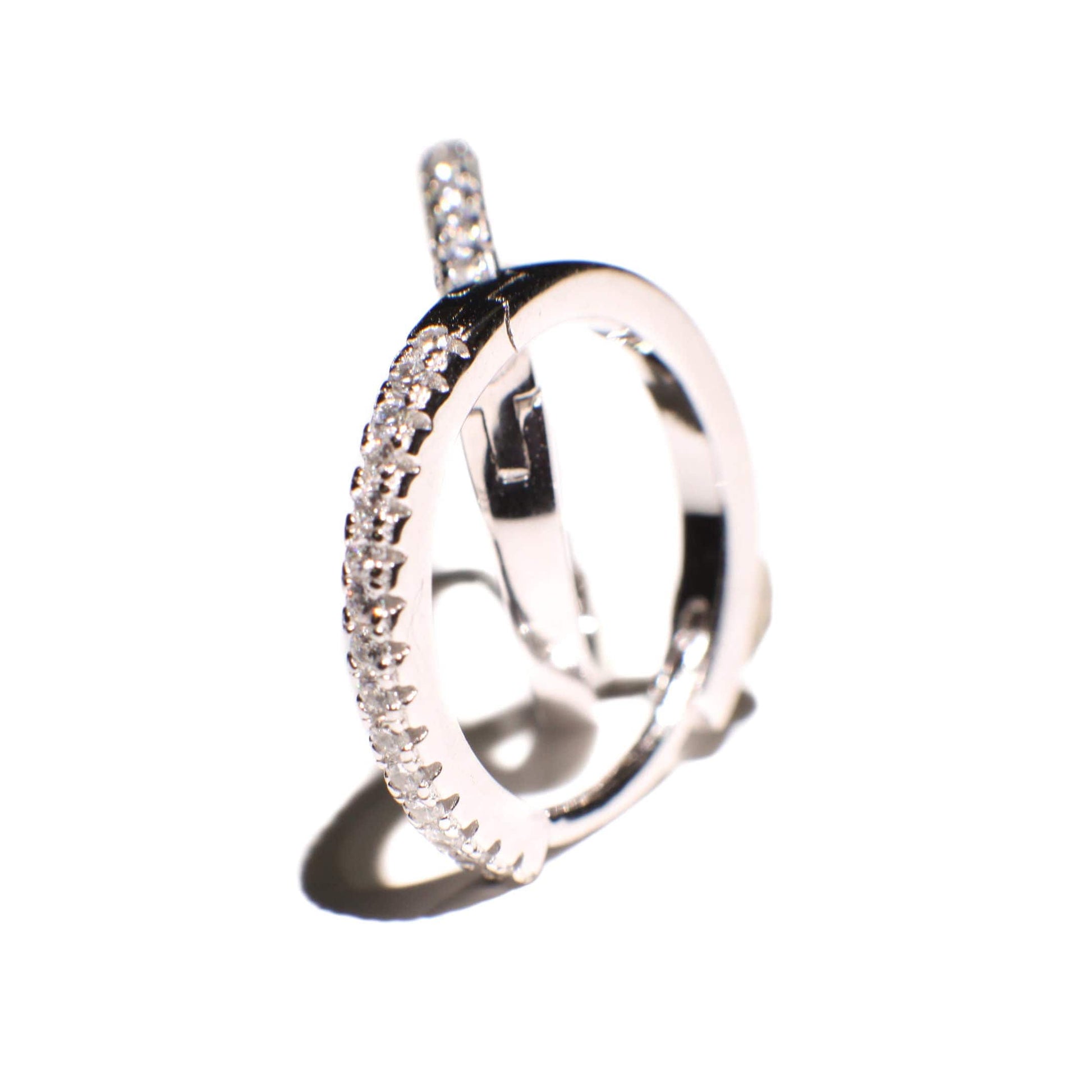 925 Sterling Silver CZ Diamond 16mm Huggie Hoop Earring, 925 stamped, beautiful gift for her