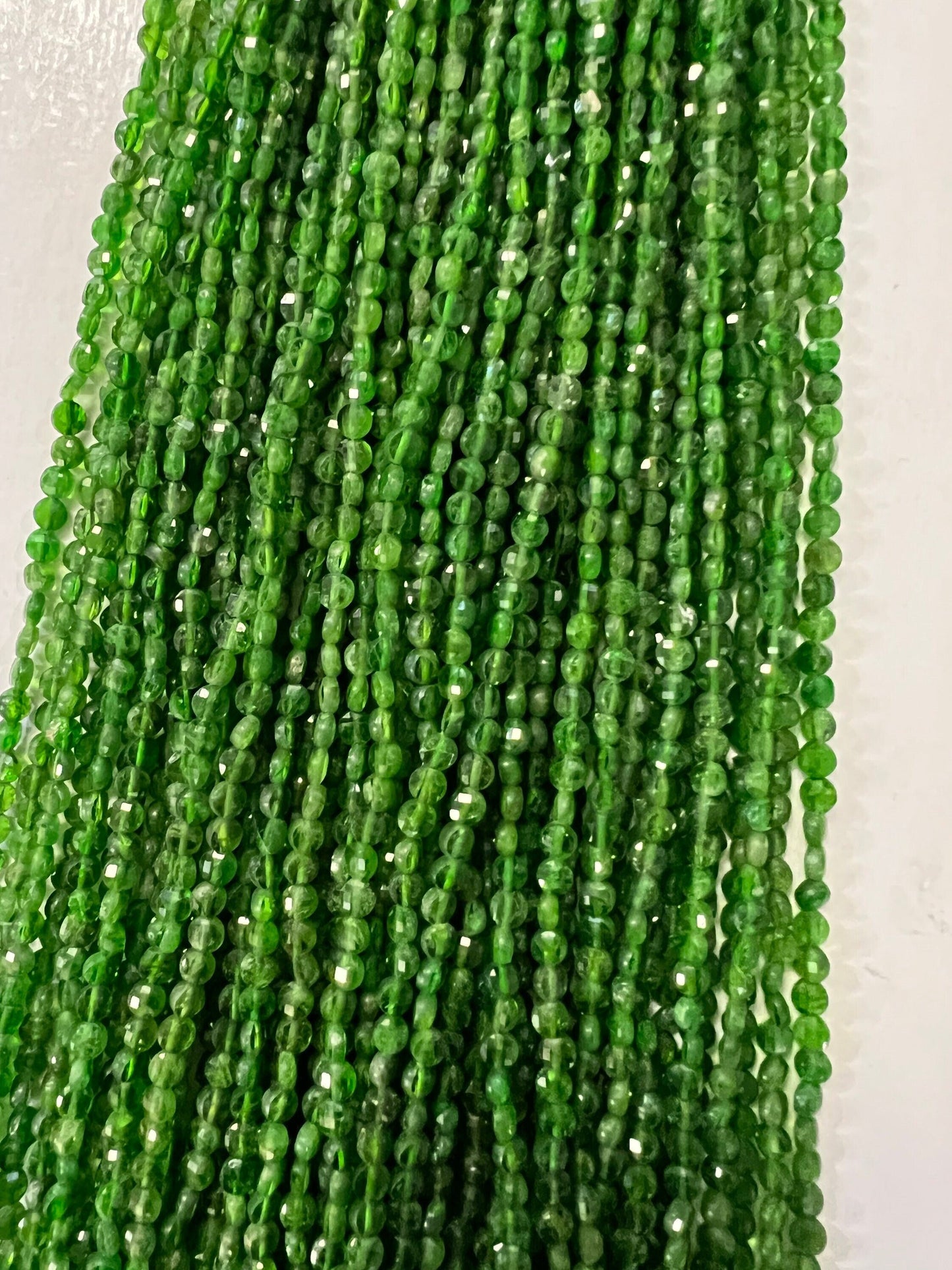 Natural Green Tourmaline,Indicolite 3.5-4mm Micro Faceted Coin shape Beads Green Tourmaline jewelry making Beads,12.5&quot; full, approx.85 pcs