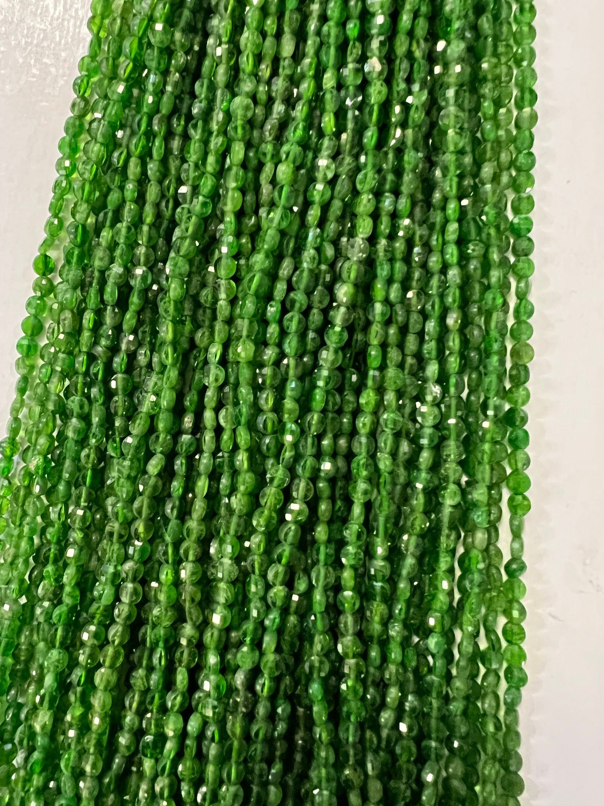 Natural Green Tourmaline,Indicolite 3.5-4mm Micro Faceted Coin shape Beads Green Tourmaline jewelry making Beads,12.5&quot; full, approx.85 pcs