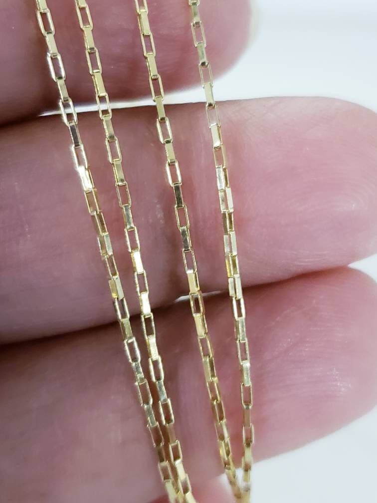 14k Gold Filled Elongated box 2x1mm chain, Made in Italy, high quality, jewelry making chain by the Foot. 14/20 Gold Filled .