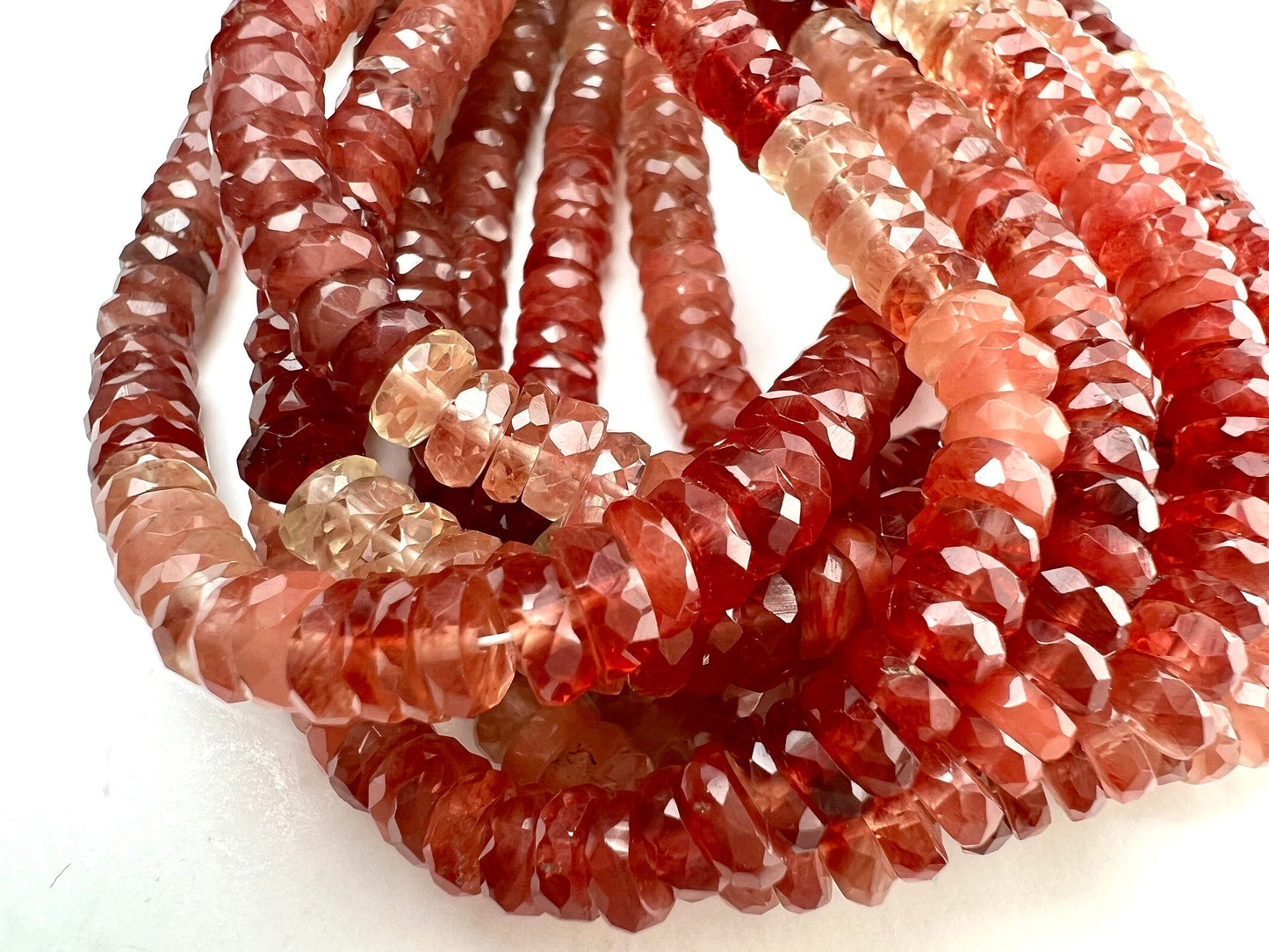 Natural Andesine, Red Labradorite 3.5-4, 4-4.5, 5.5-6mm Heishi Tyre washer Bead Faceted Roundel , AAA high Quality jewelry making Beads, 8"