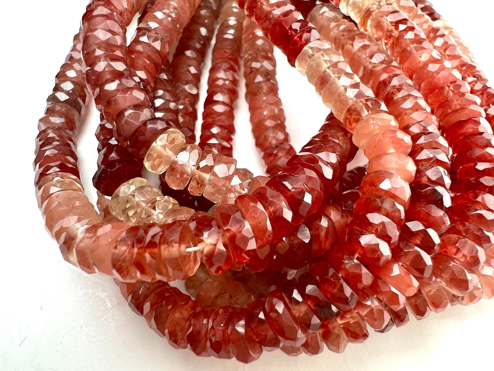 Natural Andesine, Red Labradorite 3.5-4, 4-4.5, 5.5-6mm Heishi Tyre washer Bead Faceted Roundel , AAA high Quality jewelry making Beads, 8"