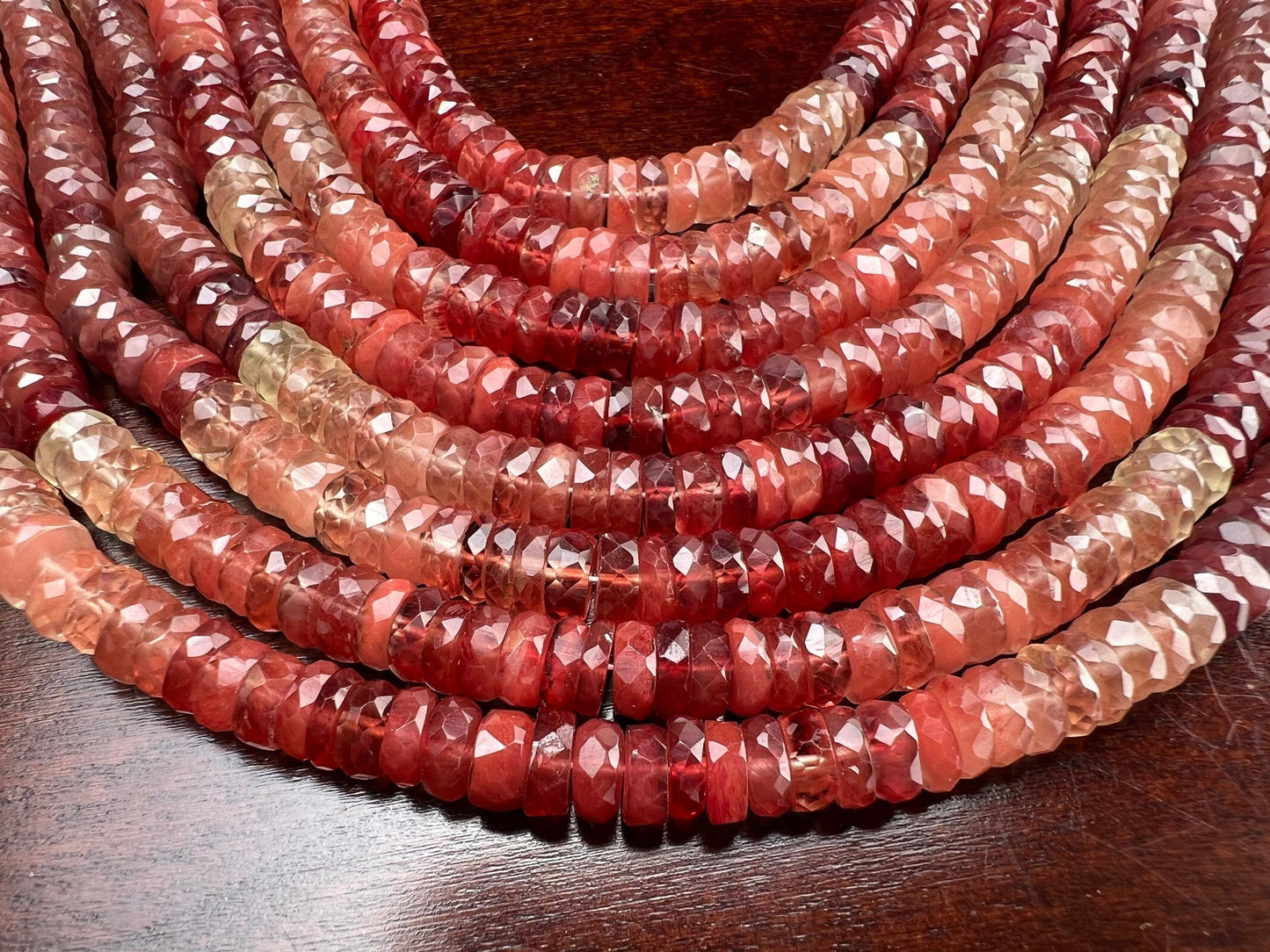 Natural Andesine, Red Labradorite 3.5-4, 4-4.5, 5.5-6mm Heishi Tyre washer Bead Faceted Roundel , AAA high Quality jewelry making Beads, 8"