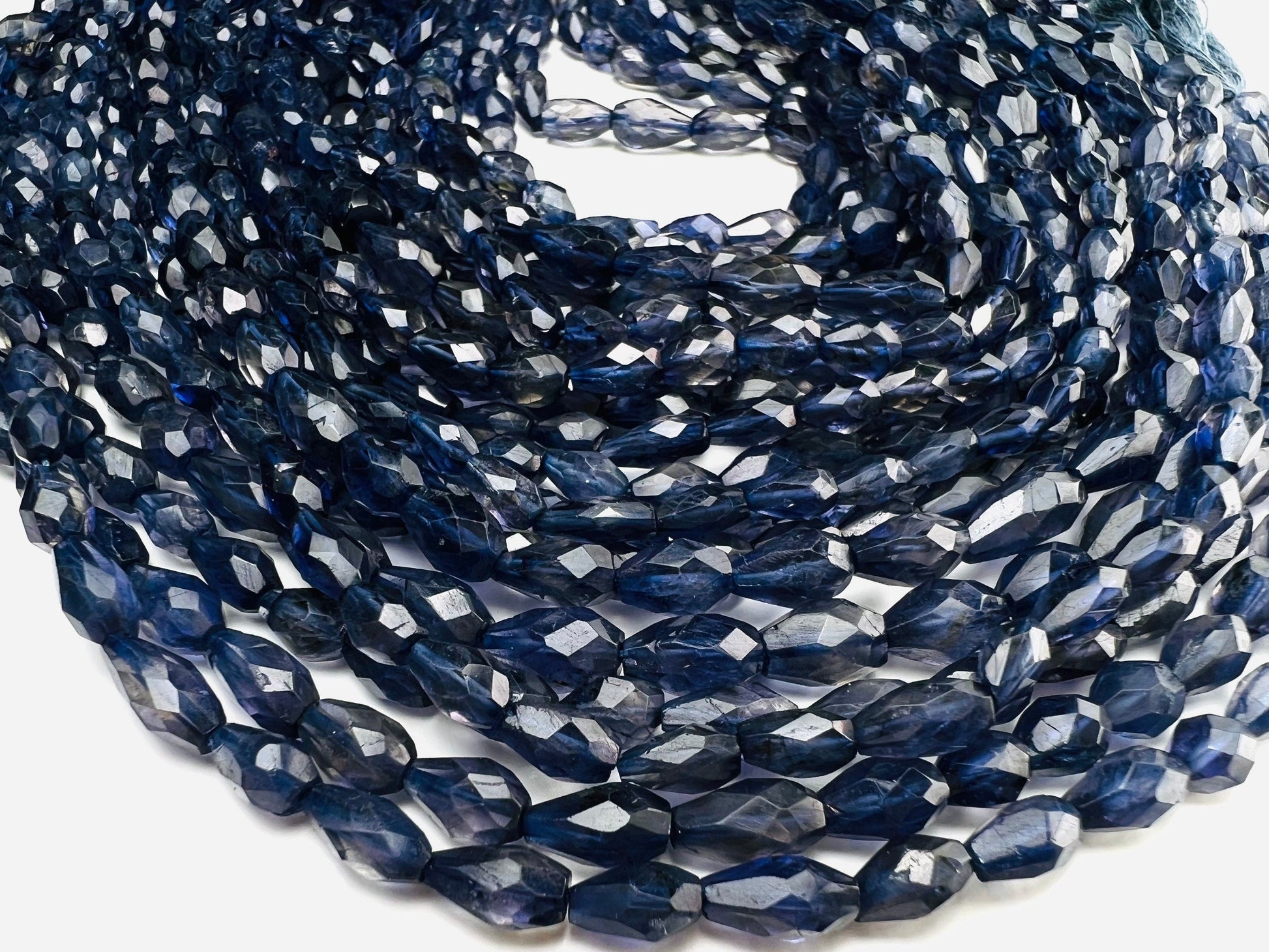 Genuine Iolite Faceted Drop top to bottom drilled 4-5x6-8mm long Jewelry Making Beads, 12.75” strand approximately 42pcs