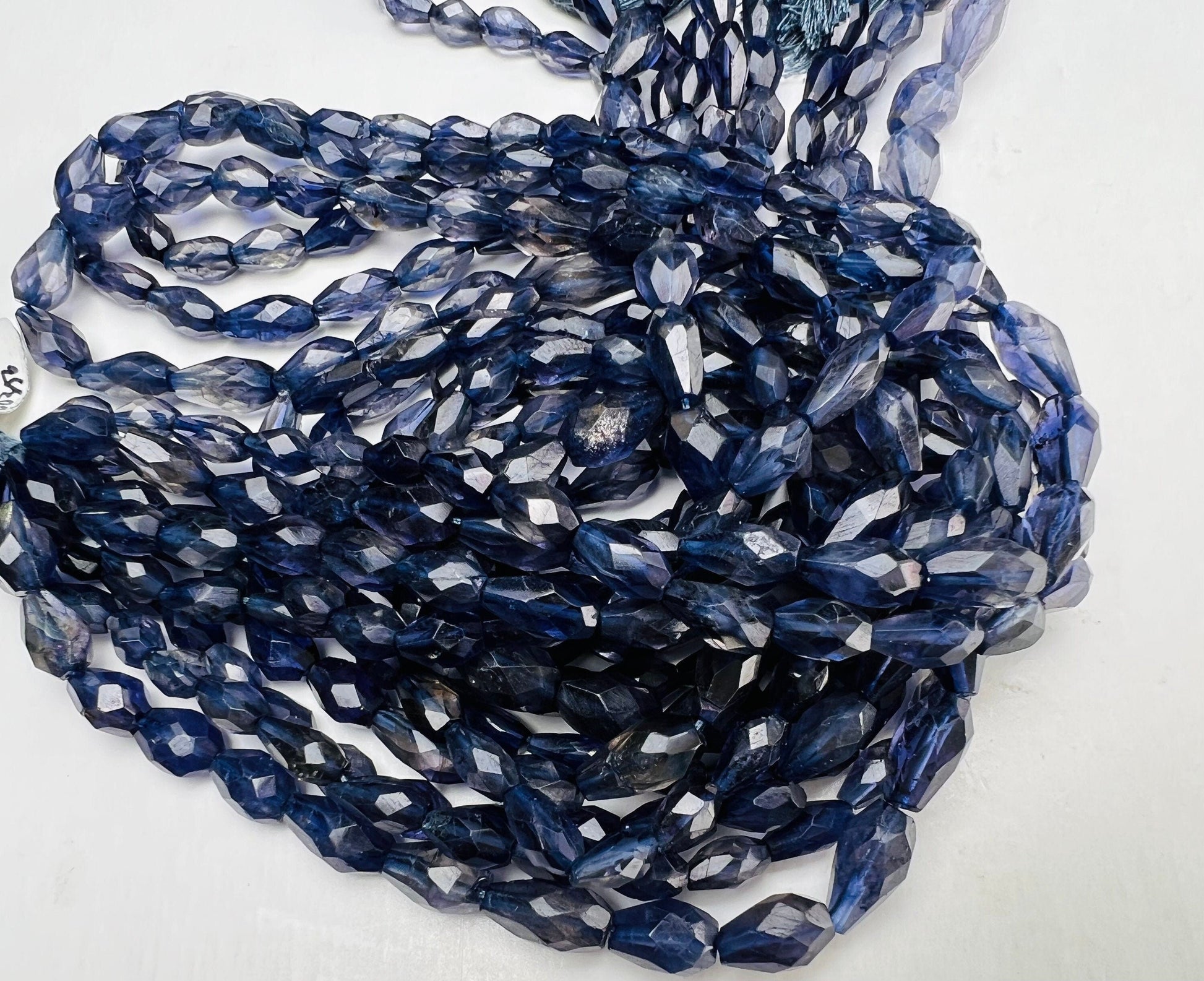 Genuine Iolite Faceted Drop top to bottom drilled 4-5x6-8mm long Jewelry Making Beads, 12.75” strand approximately 42pcs