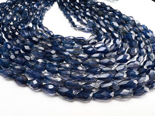 Genuine Iolite Faceted Drop top to bottom drilled 4-5x6-8mm long Jewelry Making Beads, 12.75” strand approximately 42pcs