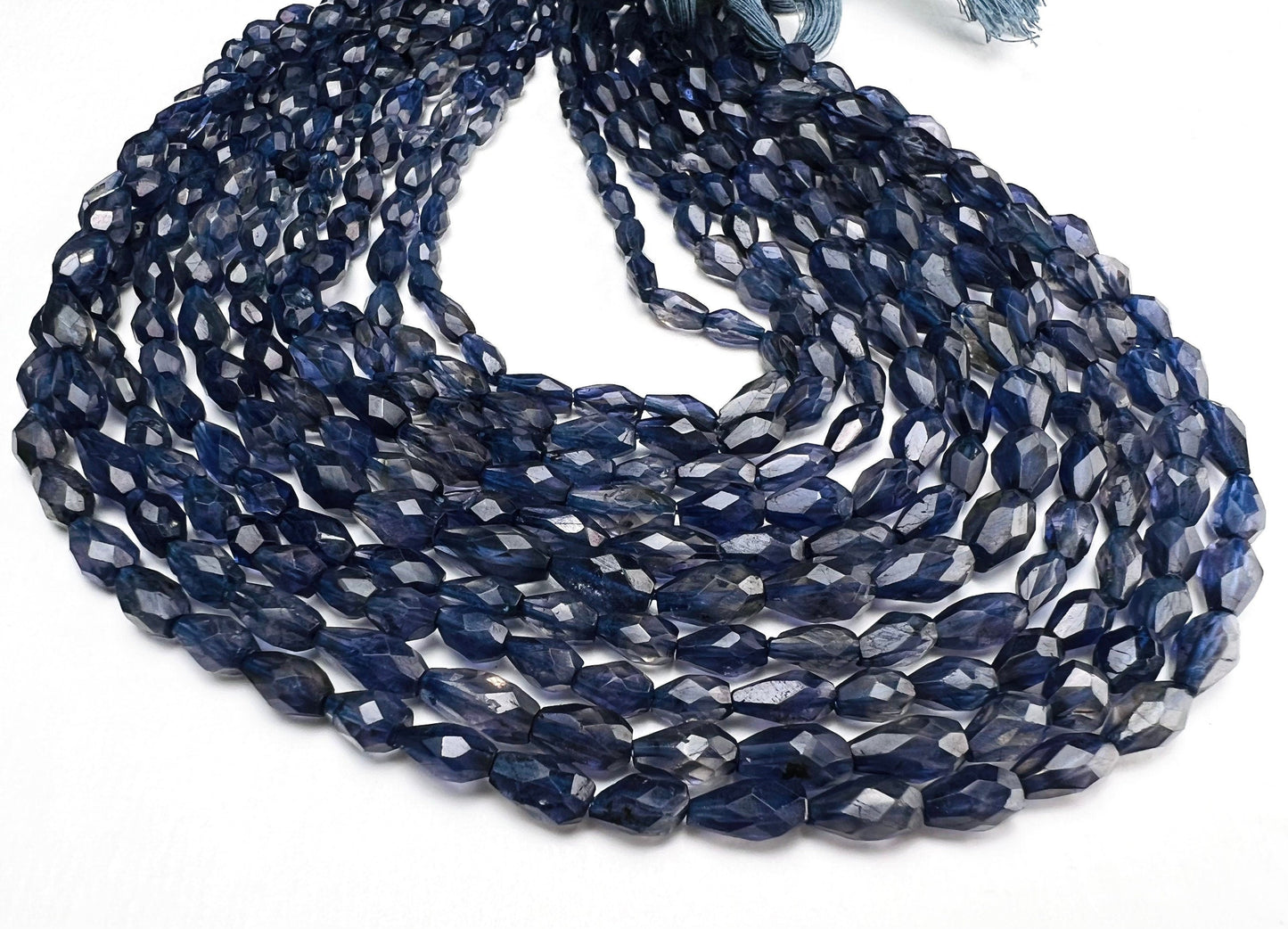 Genuine Iolite Faceted Drop top to bottom drilled 4-5x6-8mm long Jewelry Making Beads, 12.75” strand approximately 42pcs