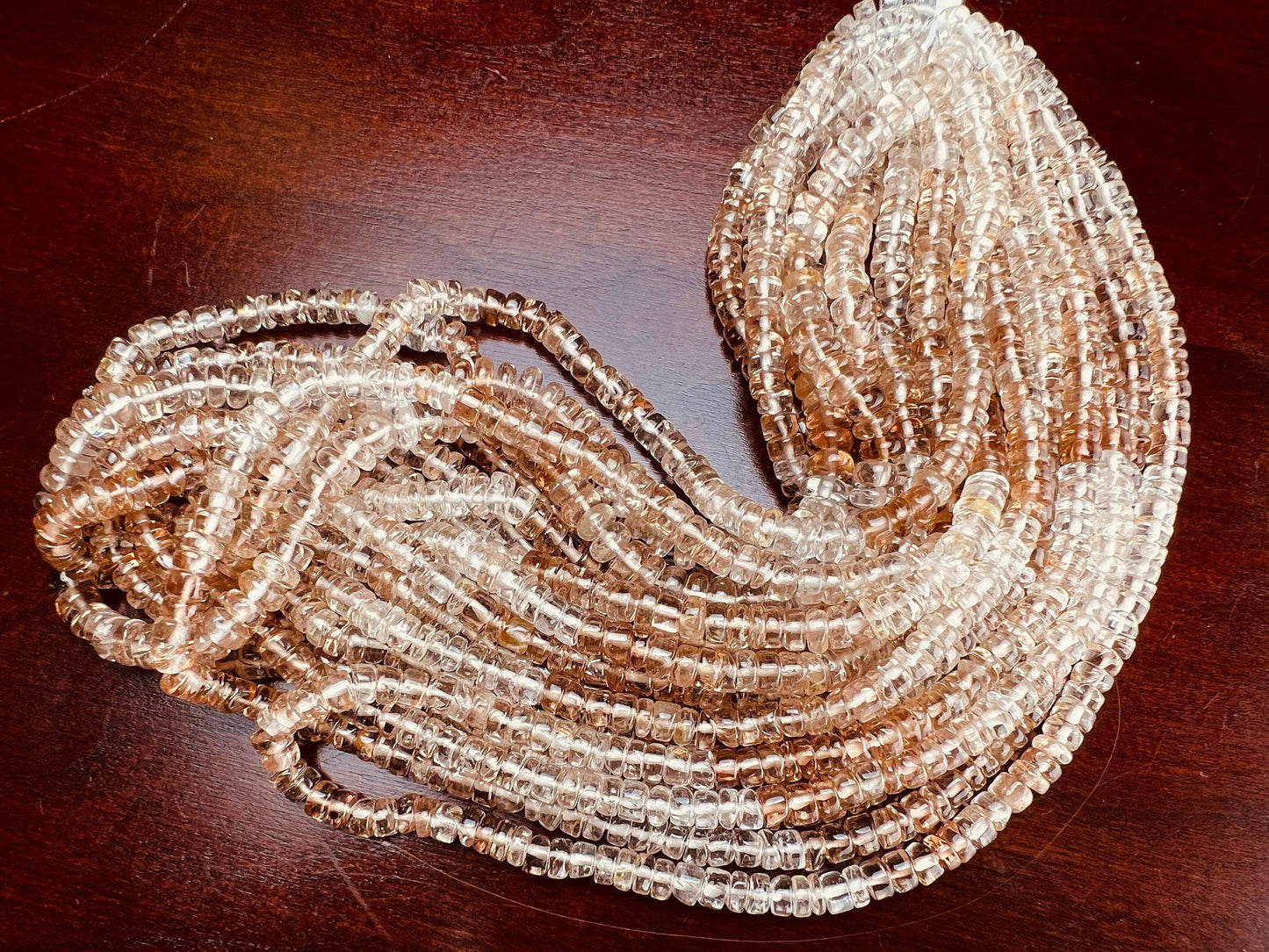 Imperial Topaz Smooth Heishi Roundel 4.5-6.5mm brown Shaded Natural gemstone beads Jewelry Making, 8” and 16” strand