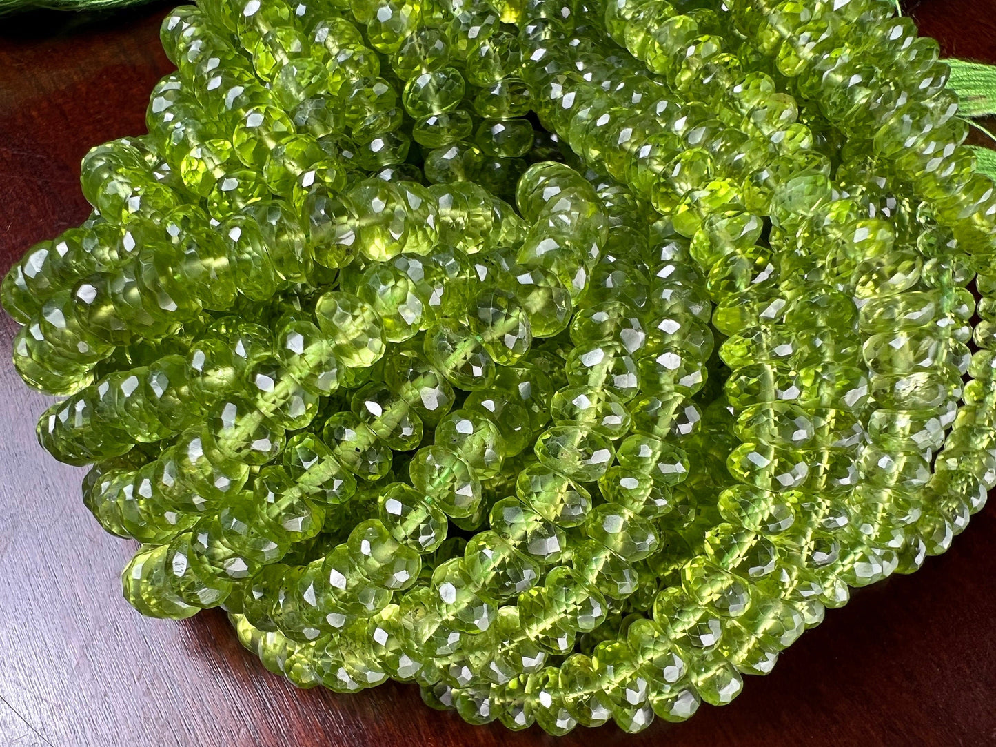 Natural Peridot Faceted Rondelle 5.5-6mm AAA Gemstone Beads 8” strand August Birthstone