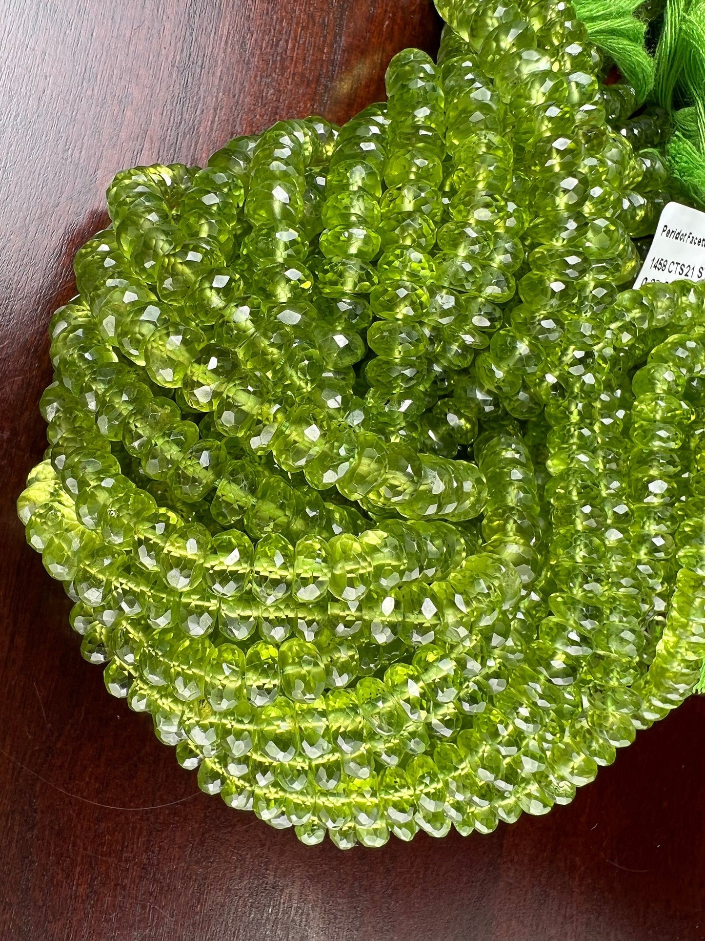 Natural Peridot Faceted Rondelle 5.5-6mm AAA Gemstone Beads 8” strand August Birthstone