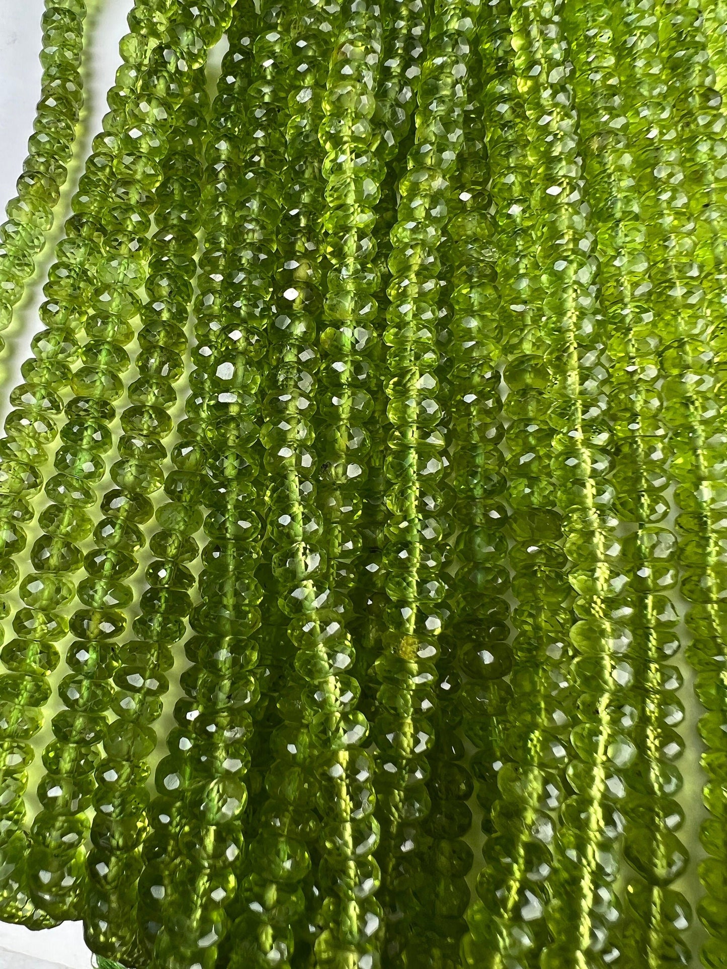 Natural Peridot Faceted Rondelle 5.5-6mm AAA Gemstone Beads 8” strand August Birthstone