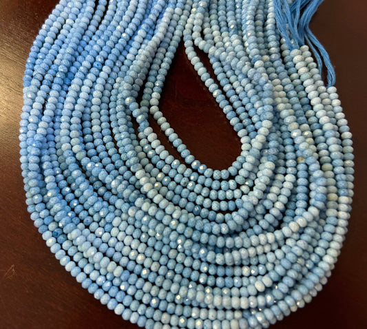 Natural boulder opal ,Peruvian blue Andean Opal ,Faceted 4mm Roundel Jewelry Making Gemstone Beads 12.5” Strand, Boulder blue Andean Opal .