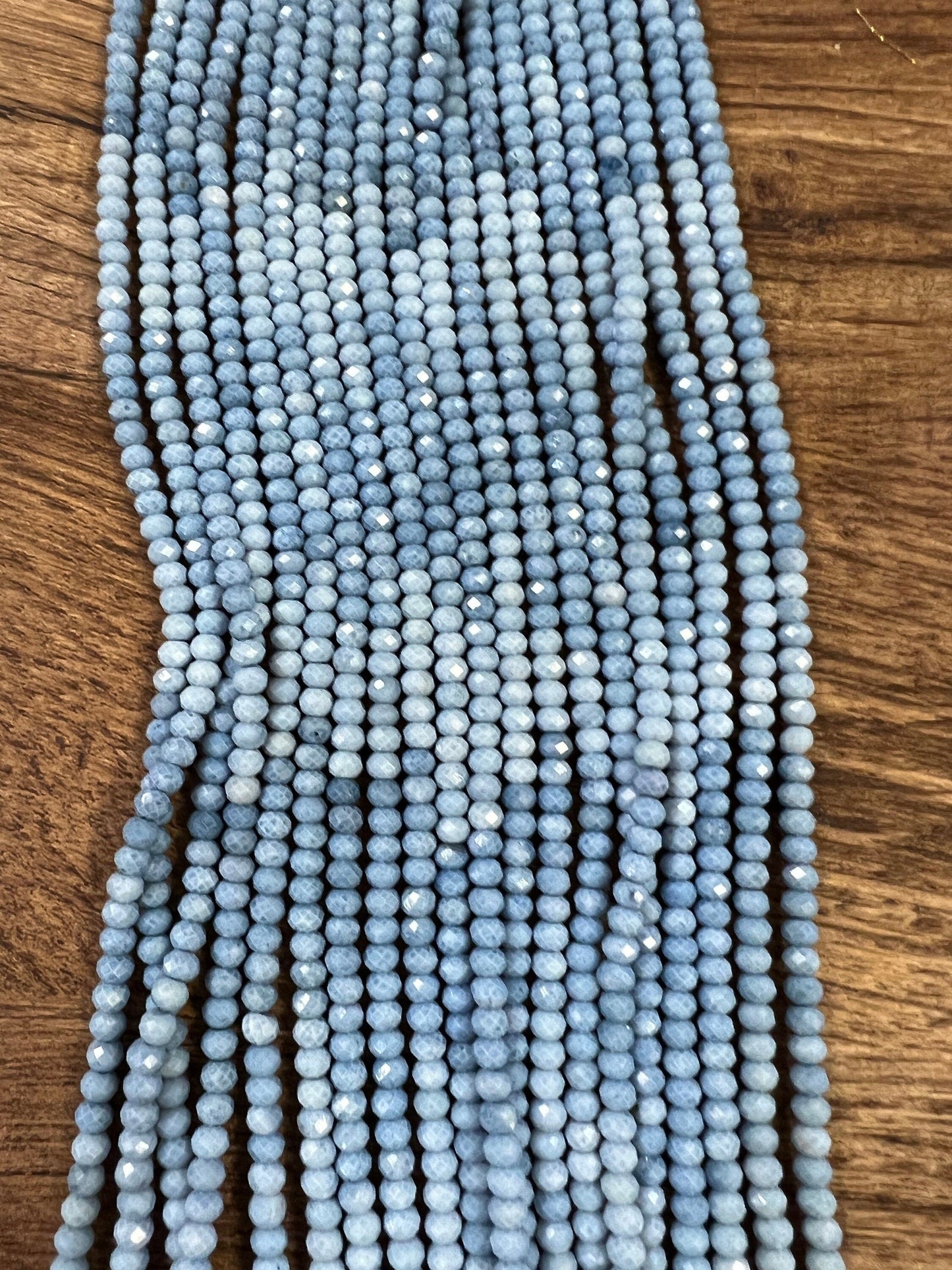 Natural boulder opal ,Peruvian blue Andean Opal ,Faceted 4mm Roundel Jewelry Making Gemstone Beads 12.5” Strand, Boulder blue Andean Opal .