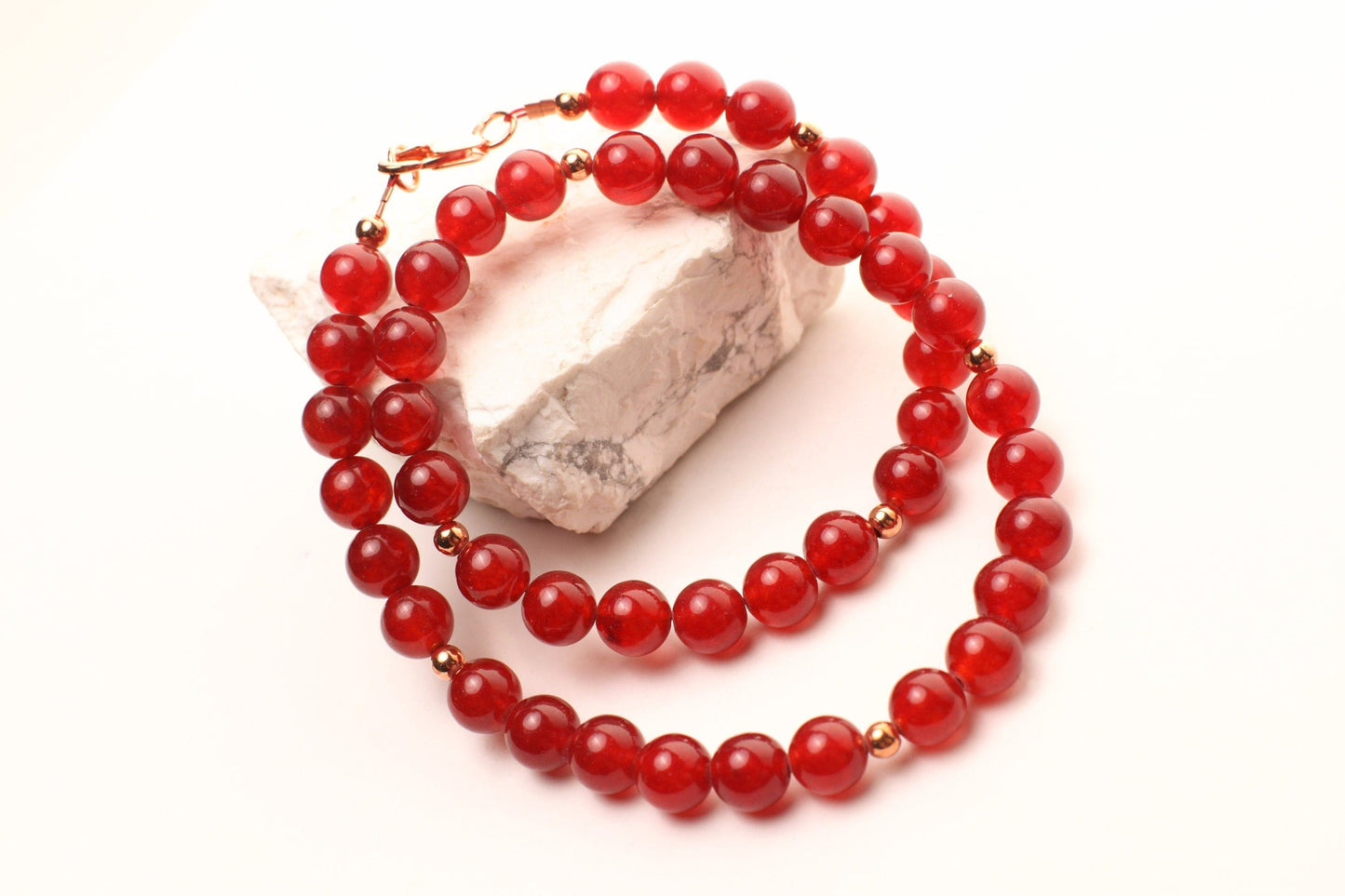 Natural Red Carnelian 8mm smooth round Healing Gemstones Rose Gold Necklace, choker, layering gift