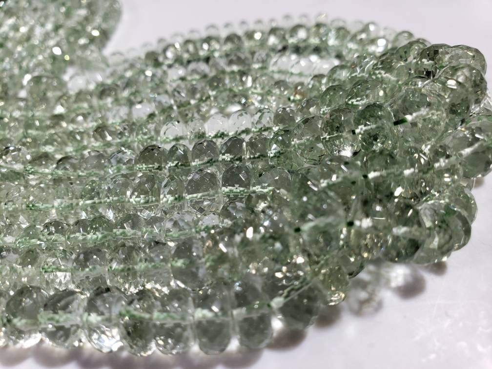 Green Amethyst, Prasiolite Graduated Faceted 5-9.5mm AAA Quality Rondelle, Jewelry Making natural Gemstone Beads 6.5&quot; and 13&quot; strand