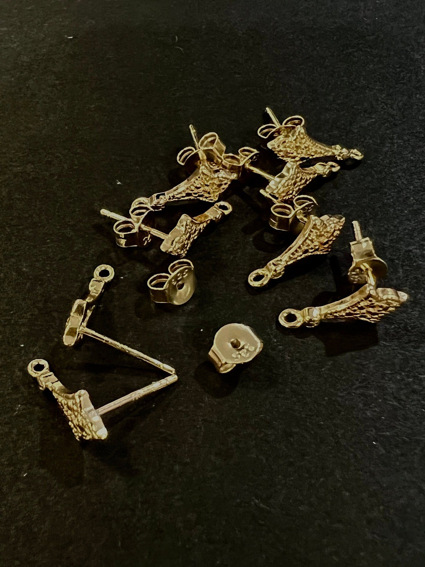 925 sterling silver and 18k gold vermeil fancy earring post findings,earrings making post.1pair 925 stamped