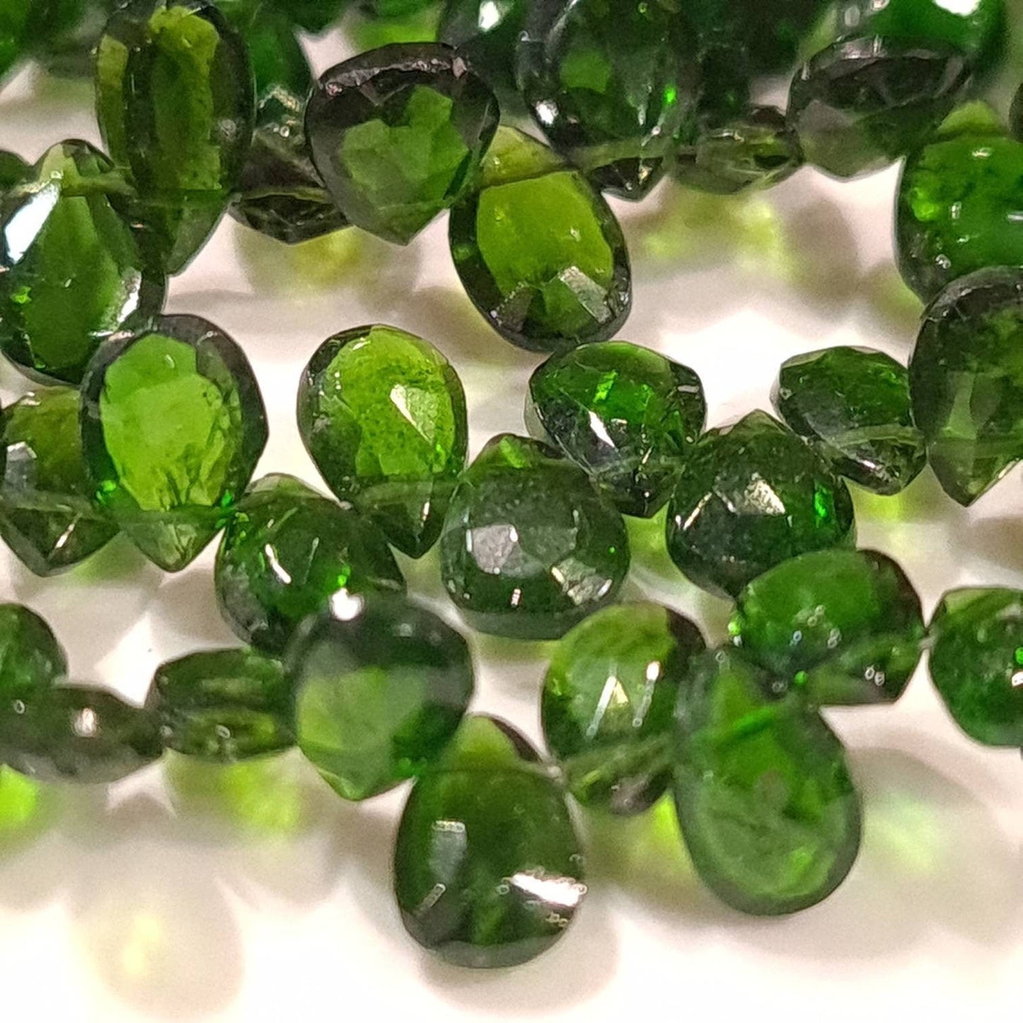 Natural Chrome Diopside 5-6x8-9mm Faceted Teardrop Beads, AAA High Quality Rare beautiful Green Chrome diopside Beads. 6pcs, 12pcs