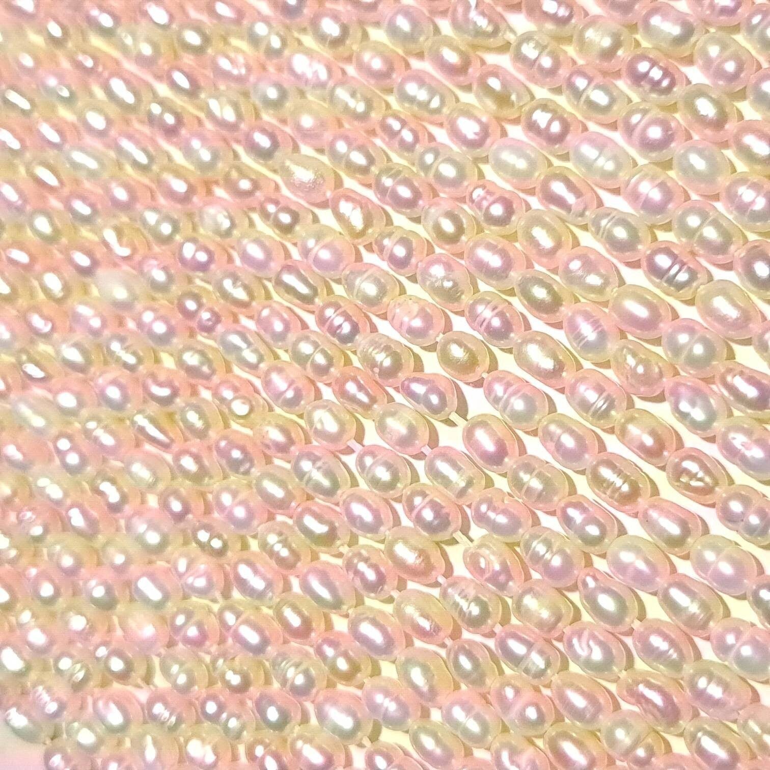 Natural Freshwater Pearl 3x4-4.5mm Potato Rice Oval Pearl, High Luster 14&quot; DIY Jewelry Making Pearl Beads