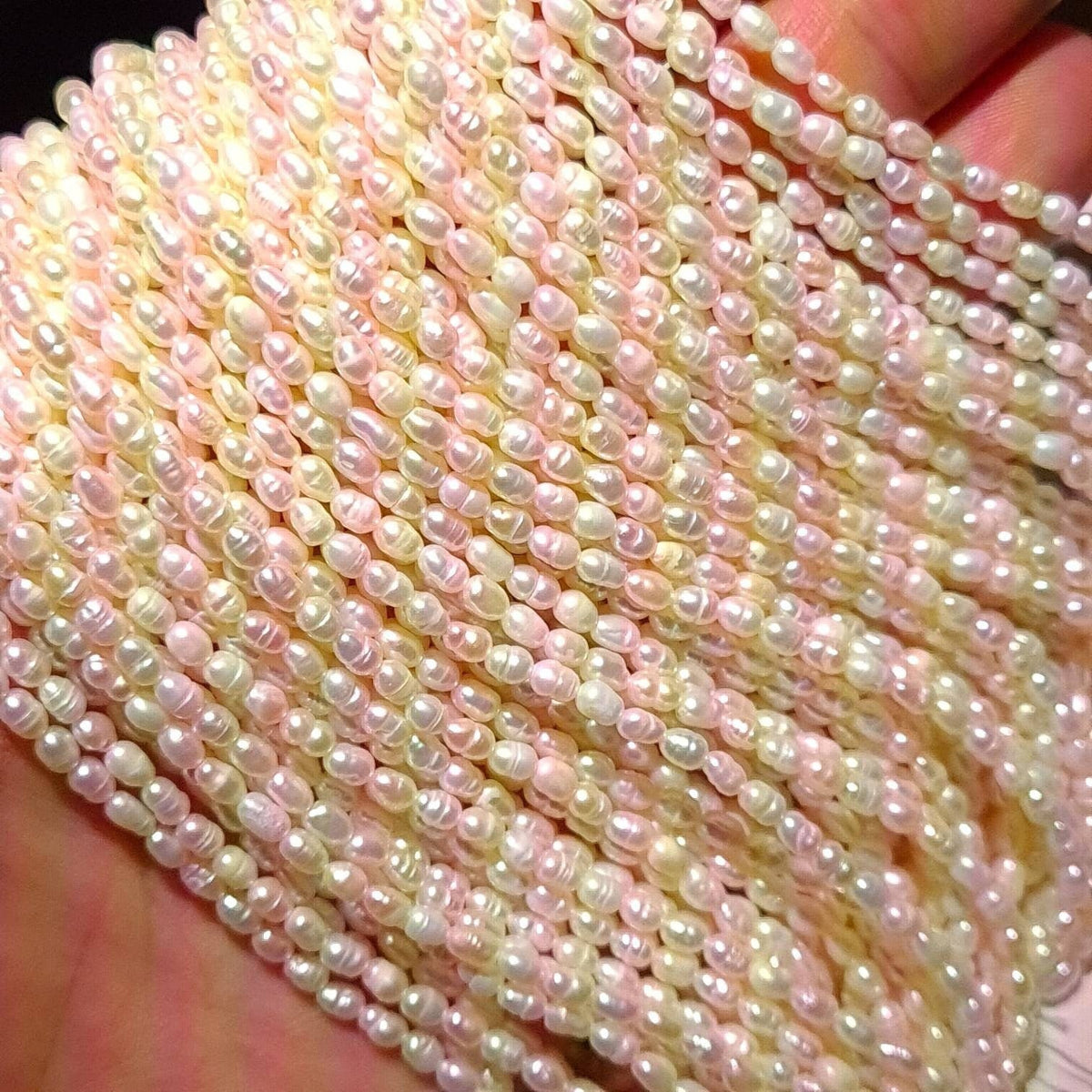 Natural Freshwater Pearl 3x4-4.5mm Potato Rice Oval Pearl, High Luster 14" DIY Jewelry Making Pearl Beads