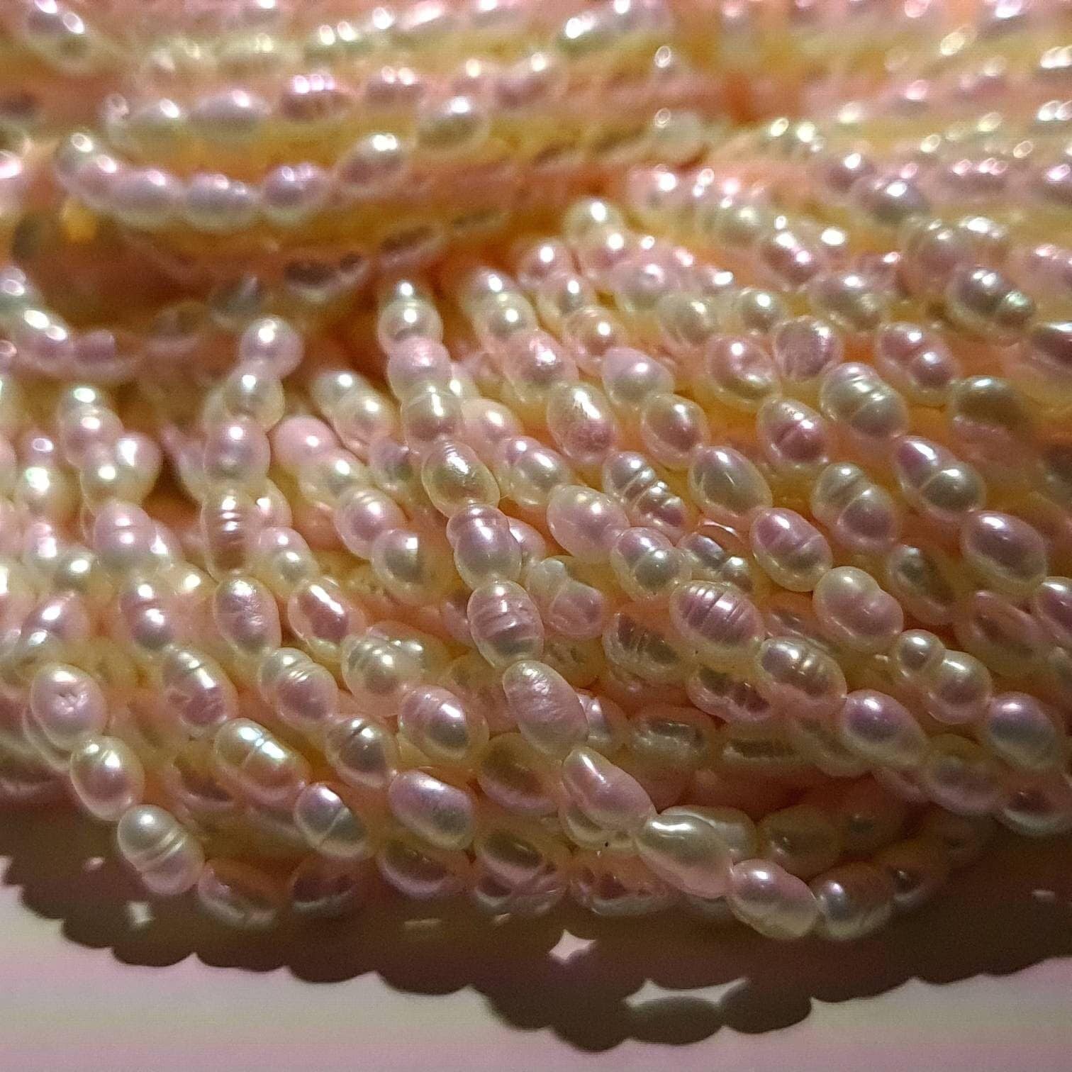 Natural Freshwater Pearl 3x4-4.5mm Potato Rice Oval Pearl, High Luster 14" DIY Jewelry Making Pearl Beads