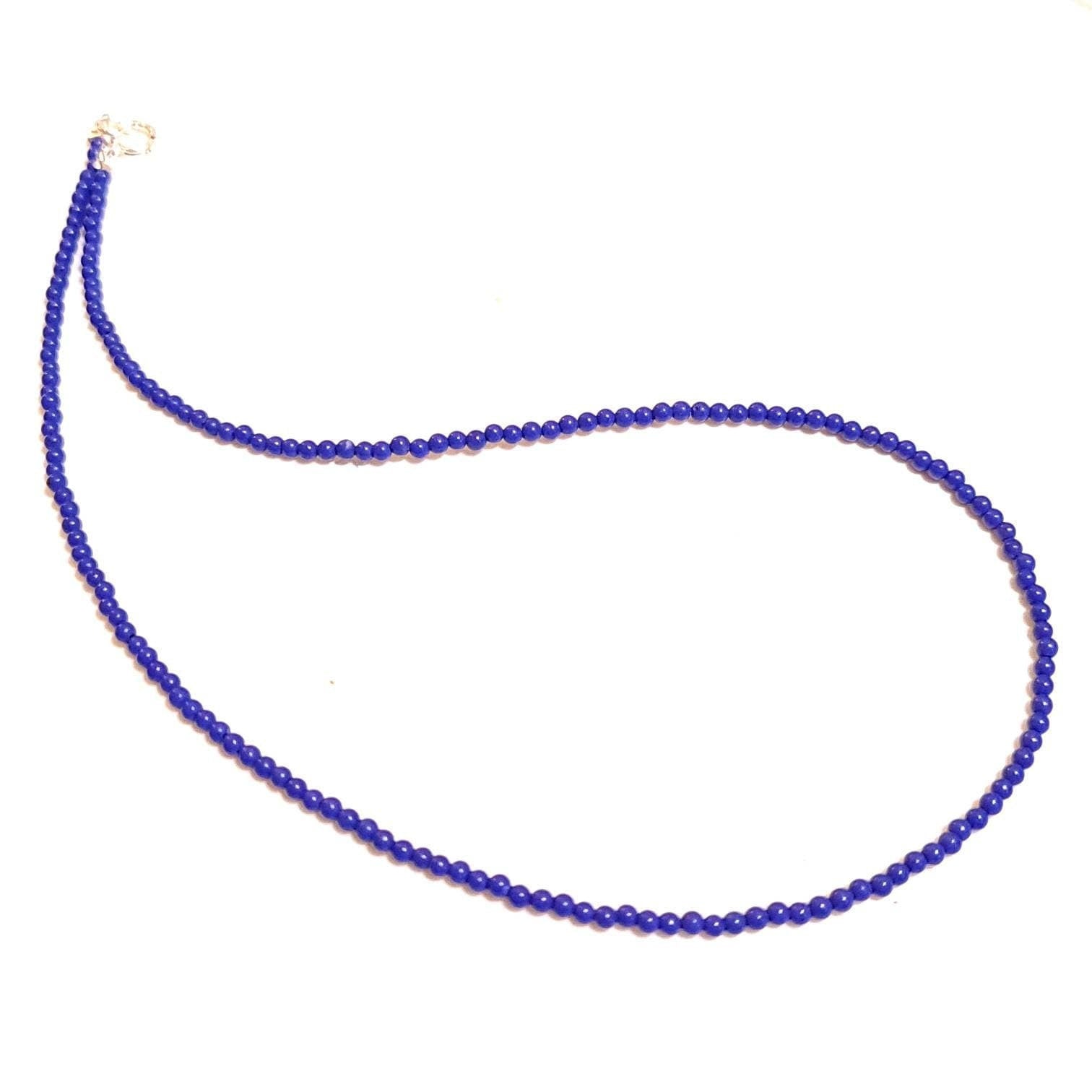 Genuine Lapis Lazuli 2mm smooth Round royal blue with 925 Sterling clasp Choker, Layering Necklace Gemstones gift for Man and women