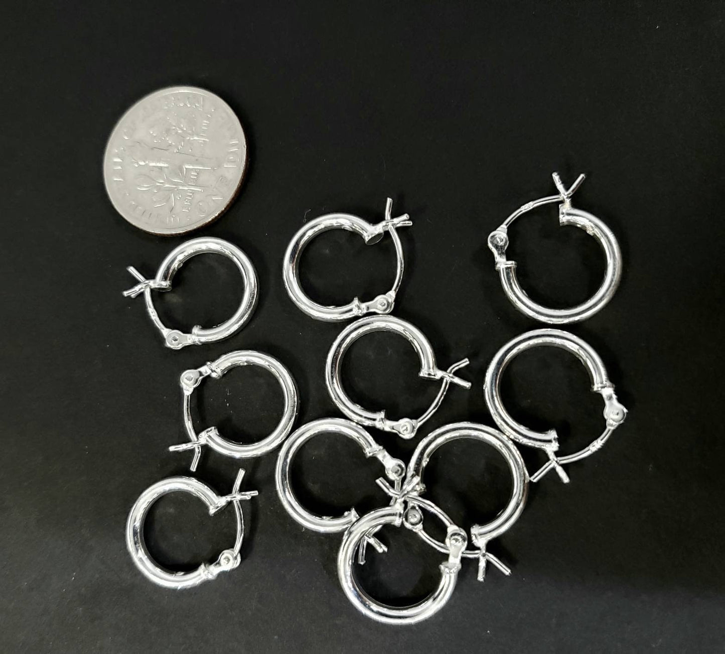 925 Sterling Silver 12mm snap on small hoop earring. Minimalist simple wear hoop earring. 1 pair, 925 stamped