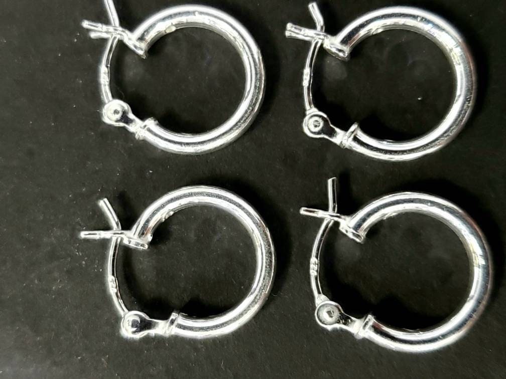 925 Sterling Silver 12mm snap on small hoop earring. Minimalist simple wear hoop earring. 1 pair, 925 stamped