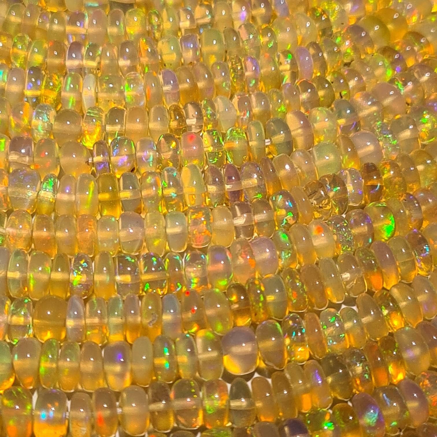 Genuine Ethiopian Fire Opal , Welo Opal 3.5-5mm smooth Graduated roundel, AAA quality fiery Opal for jewelry making