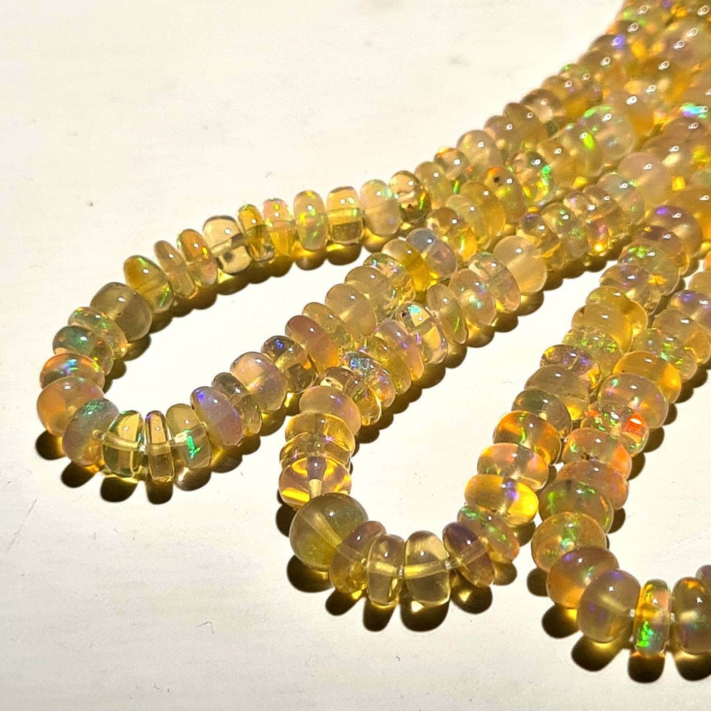 Genuine Ethiopian Fire Opal , Welo Opal 3.5-5mm smooth Graduated roundel, AAA quality fiery Opal for jewelry making