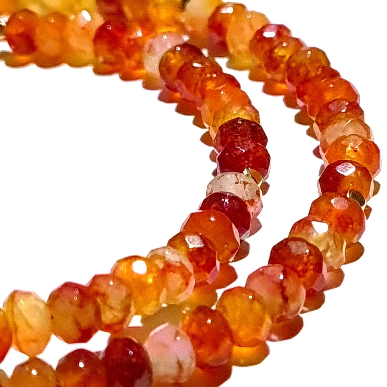 Natural Carnelian Ombre Orange shaded Faceted Healing Gemstones in Gold Clasp Necklace, choker, layering gift