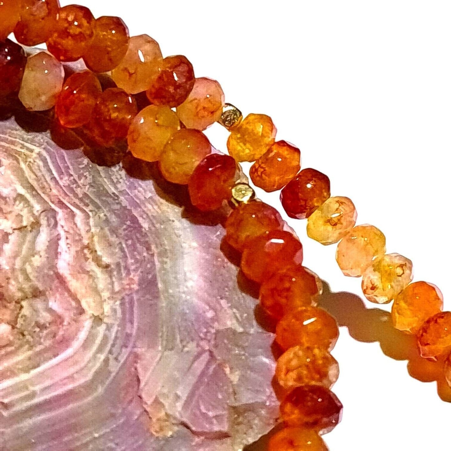 Natural Carnelian Ombre Orange shaded Faceted Healing Gemstones in Gold Clasp Necklace, choker, layering gift