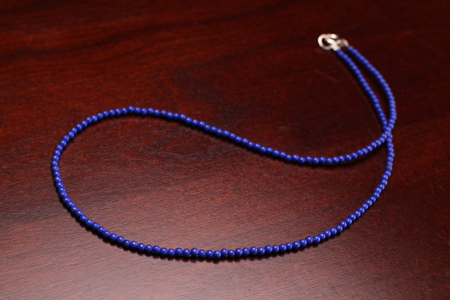 Natural Lapis Lazuli 2mm Smooth Round bead ,925 sterling silver Choker Layering Necklace, Handmade, Energy, Minimalist, Gift