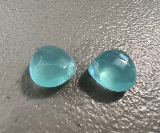 Aqua Chalcedony Faceted heart shape 12mm Drop ,Side drilled beads Jewelry Making Gemstone Teardrop 1pair or more