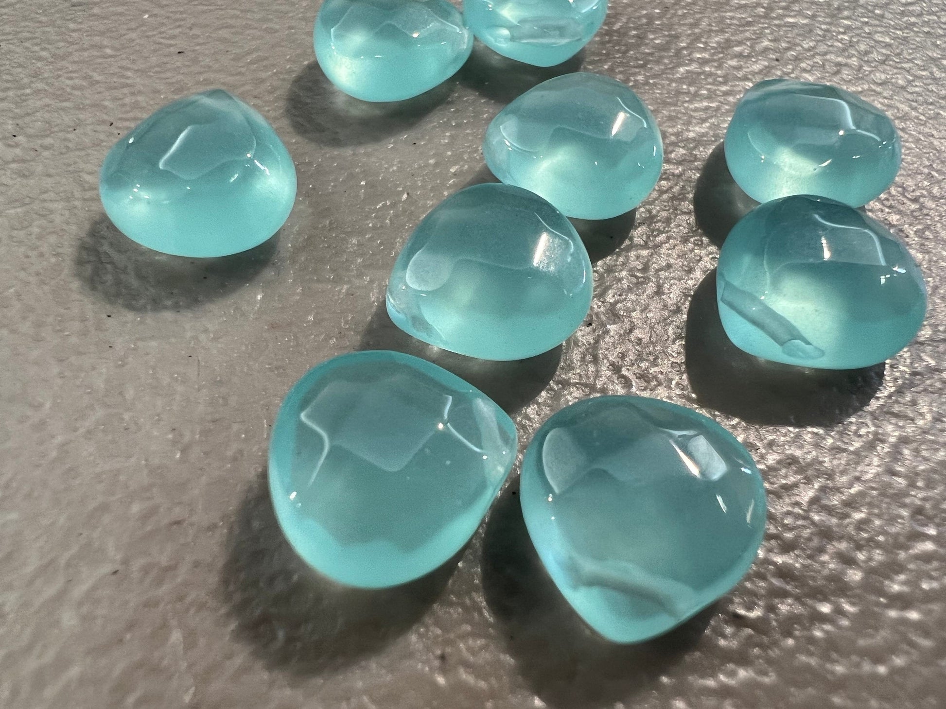 Aqua Chalcedony Faceted heart shape 12mm Drop ,Side drilled beads Jewelry Making Gemstone Teardrop 1pair or more