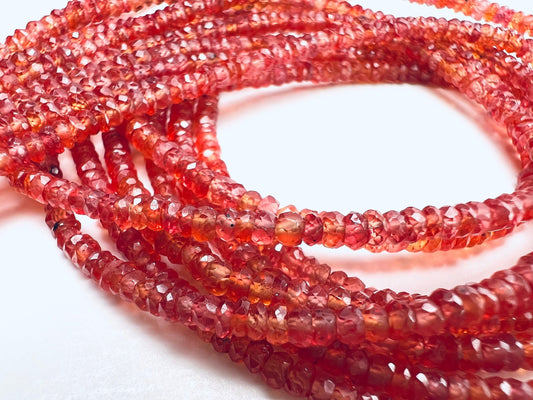 Natural Red Sapphire Faceted 3-3.5mm hand cut micro faceted Roundel DIY Jewelry Making rare Gemstone Beads, 7”, 14&quot; Strand