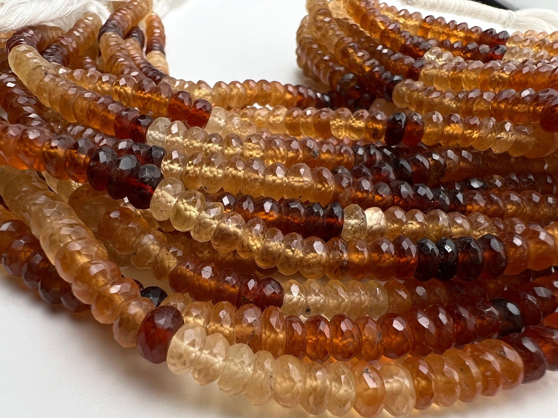 Hessonite Garnet Faceted 6mm Rondelle, Natural Hessonite Garnet Beautiful orange brown shaded Natural gems DIY Jewelry Making Beads 8” st